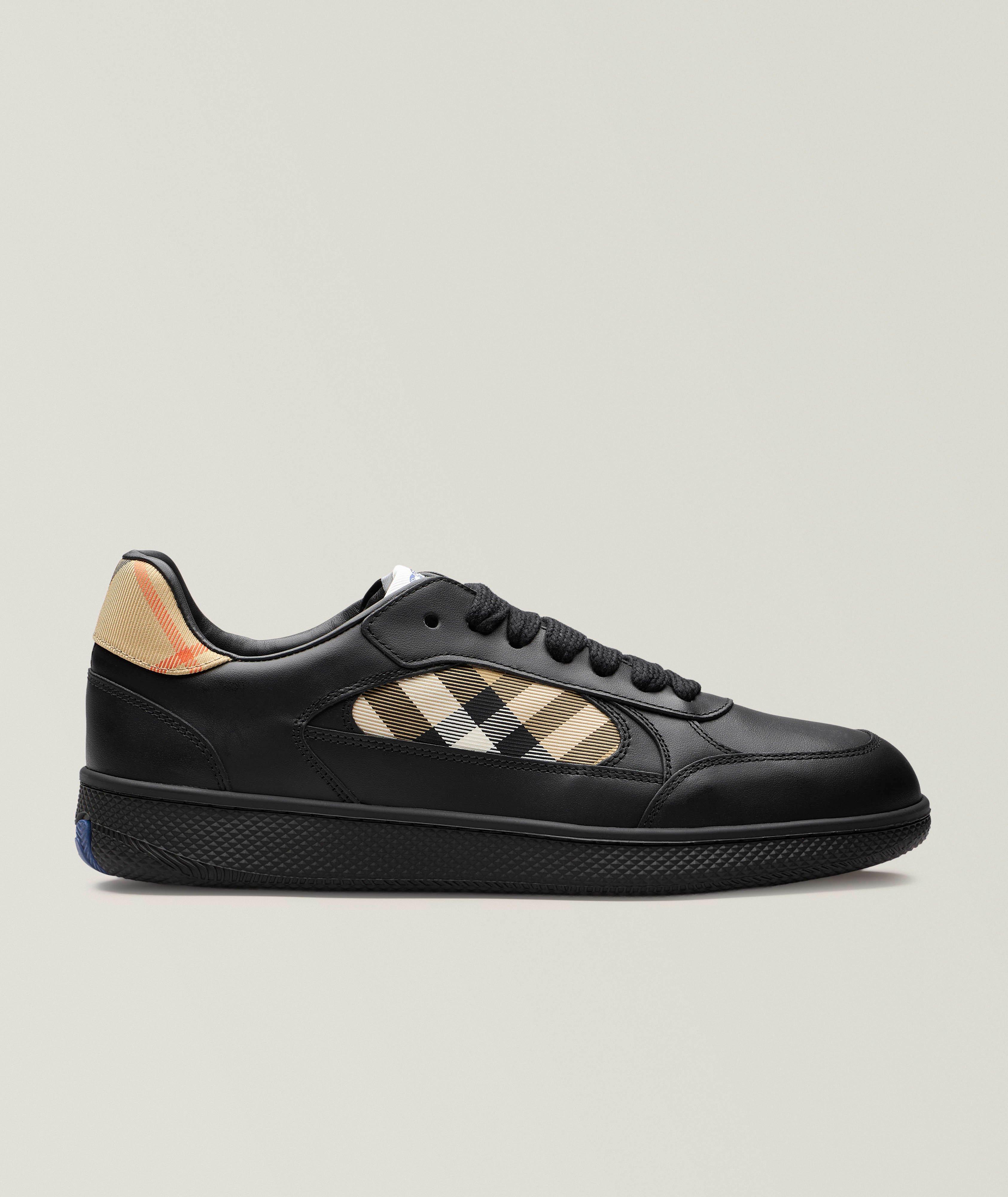 Leather & Check Terrace Court Sneakers​ image 0