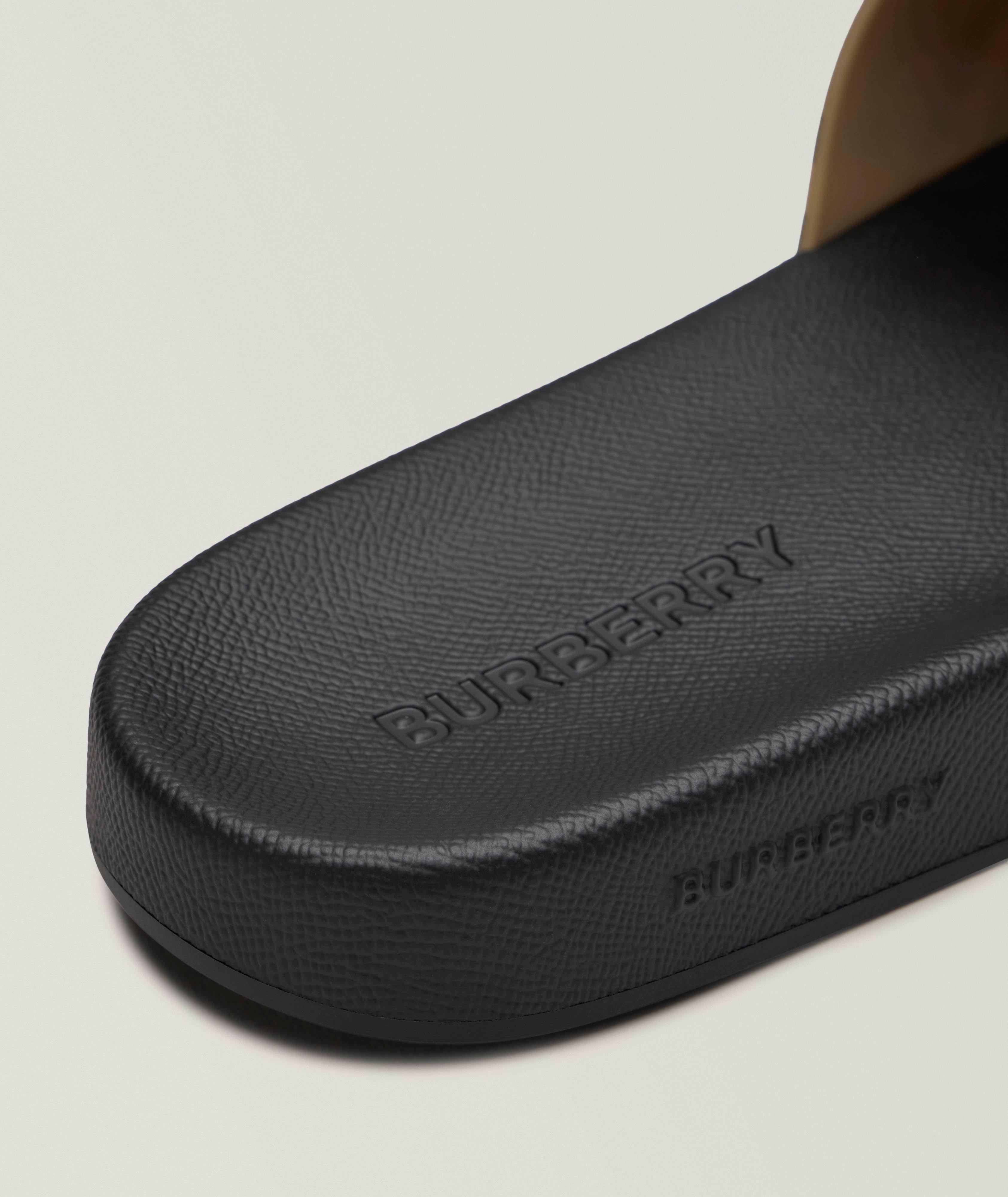 Check Faux Leather Pool Slides  image 2