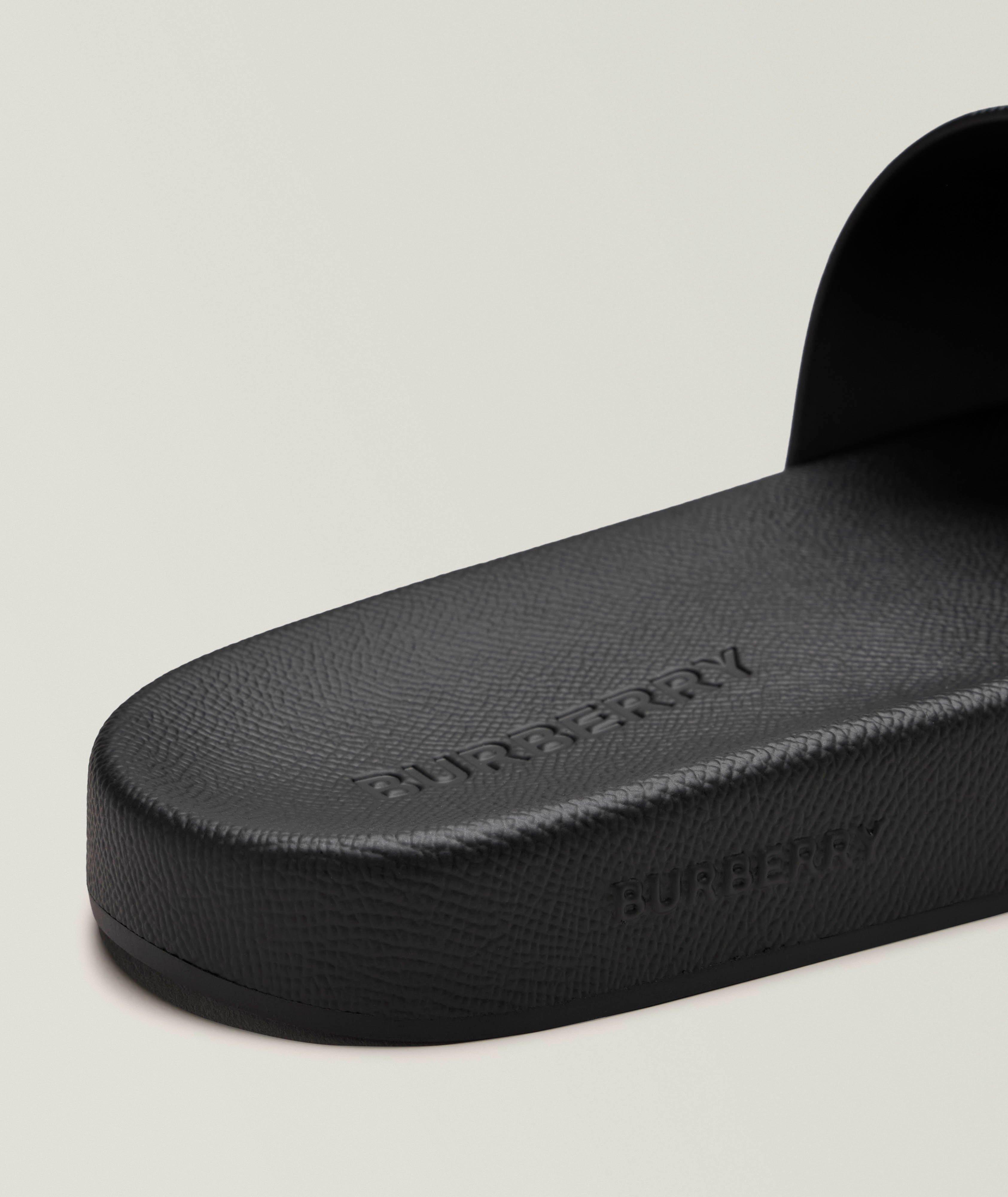 Check Faux Leather Pool Slides  image 2