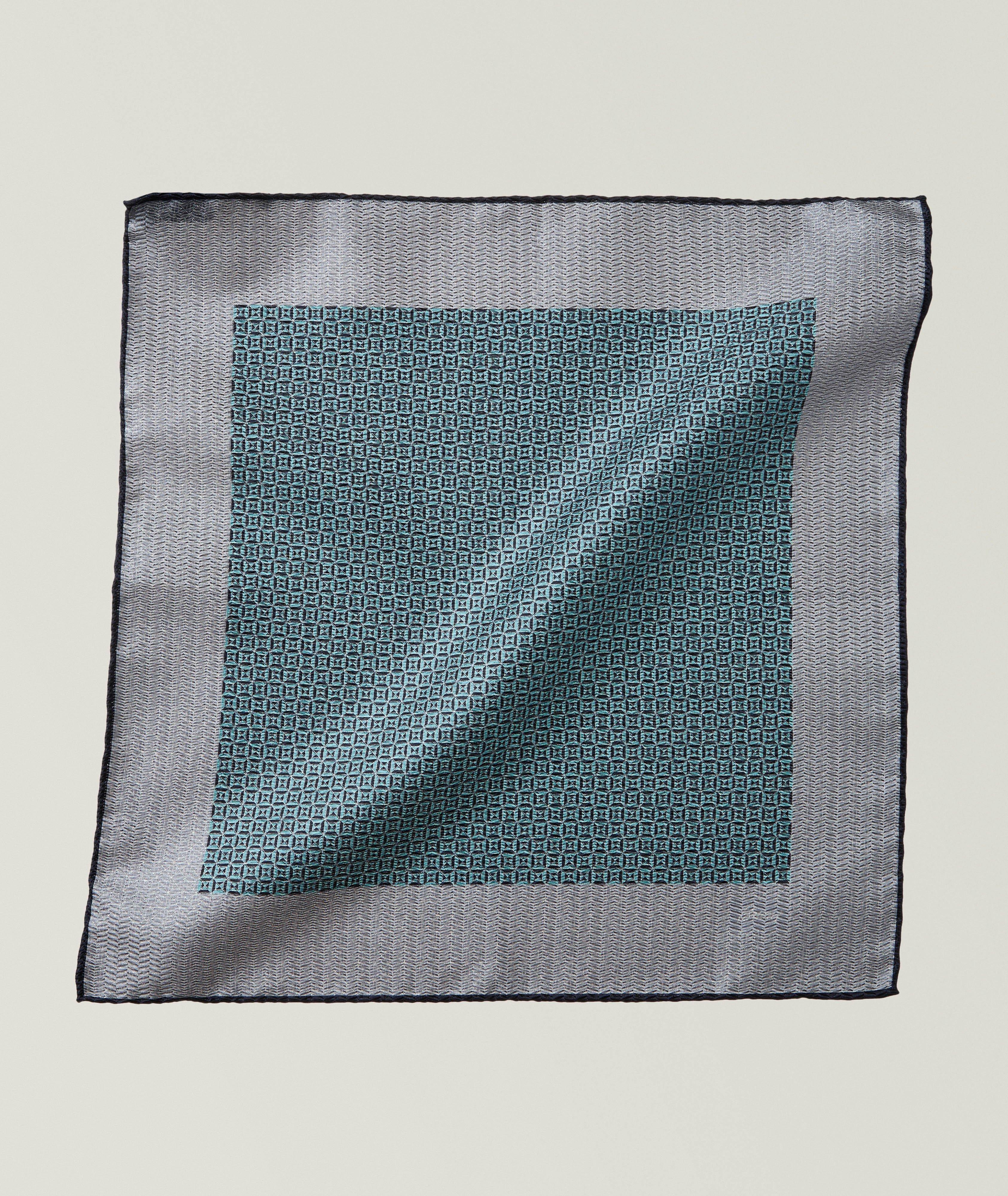Brioni Micro-Motif Hand Rolled Silk Handkerchief