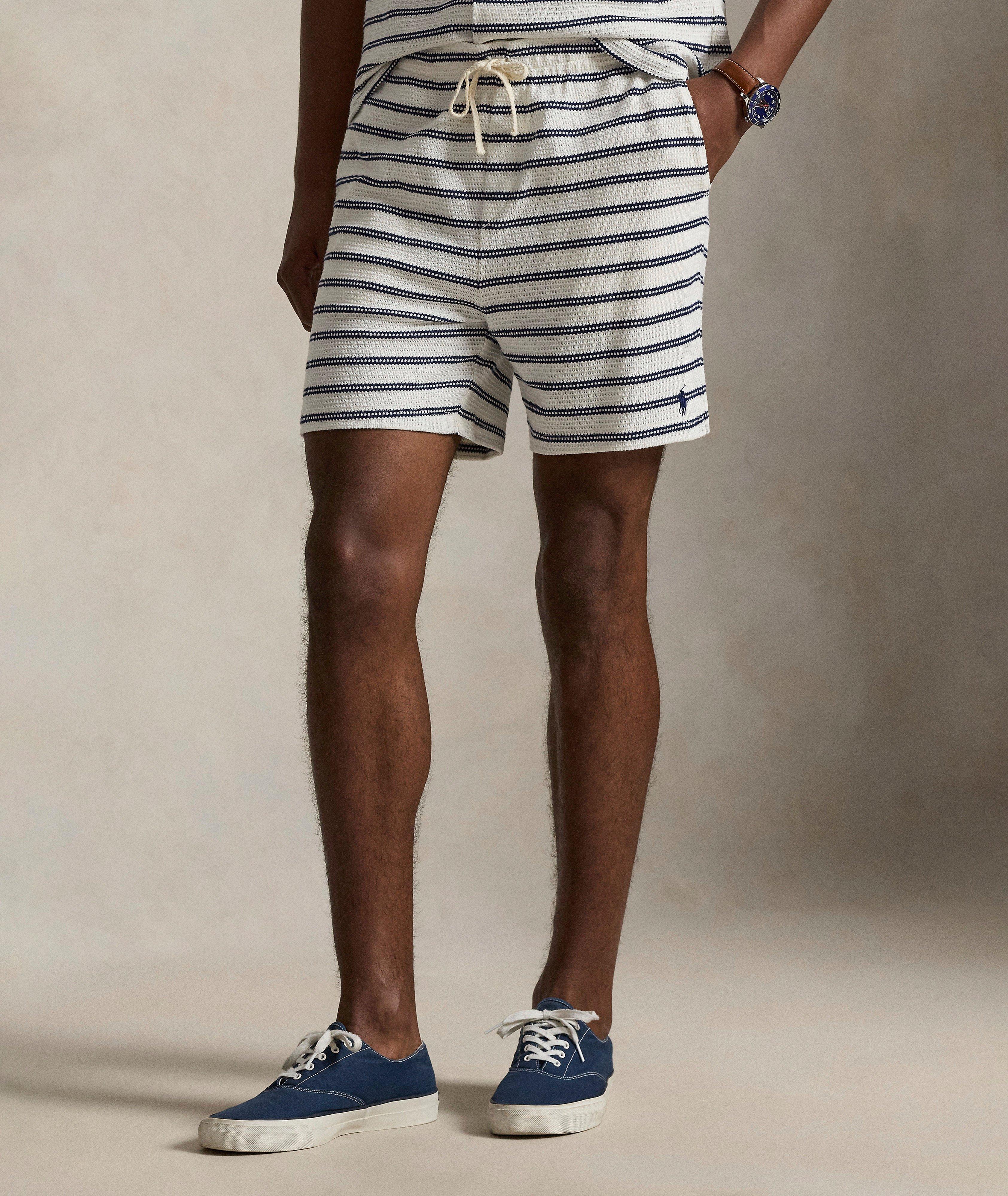 Striped Pointelle-Ribbed Shorts image 1