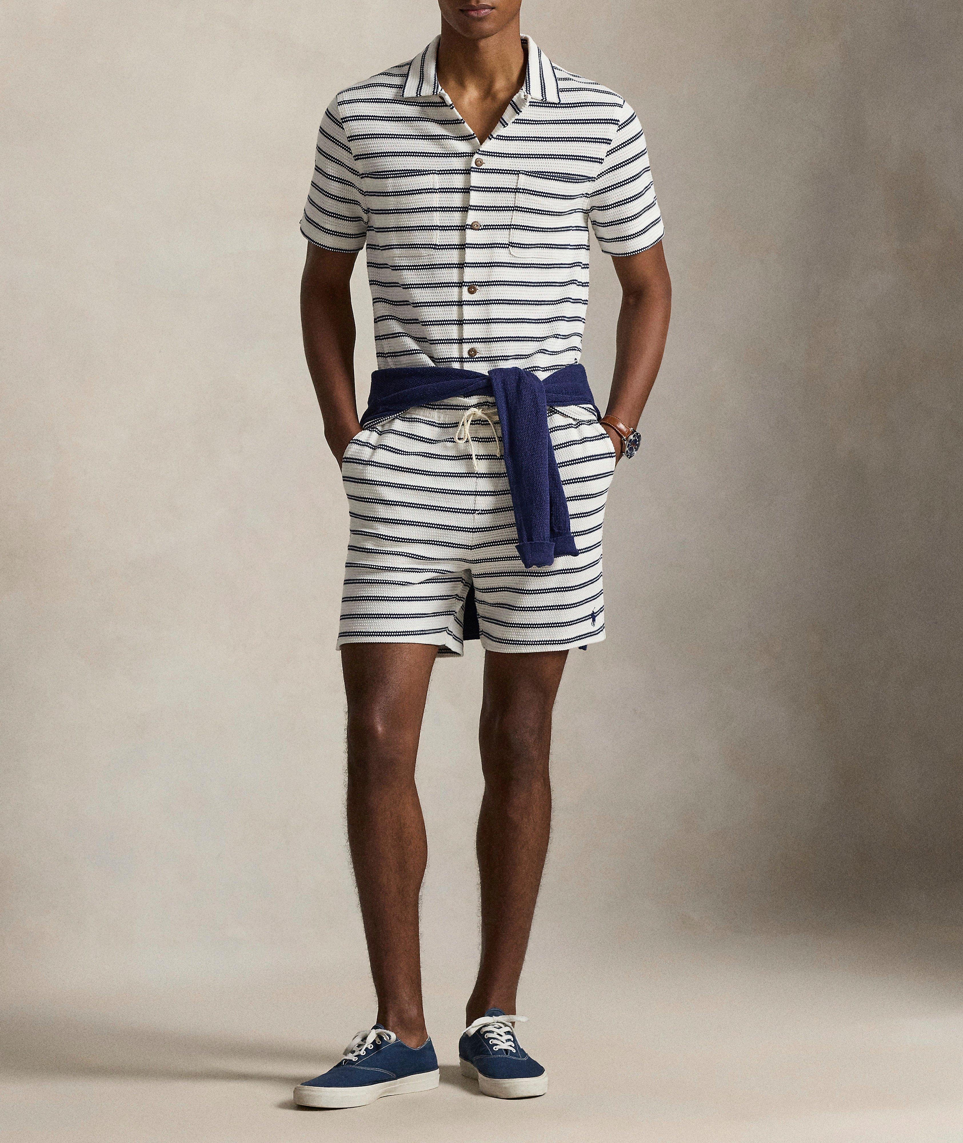 Striped Pointelle-Ribbed Shorts image 4