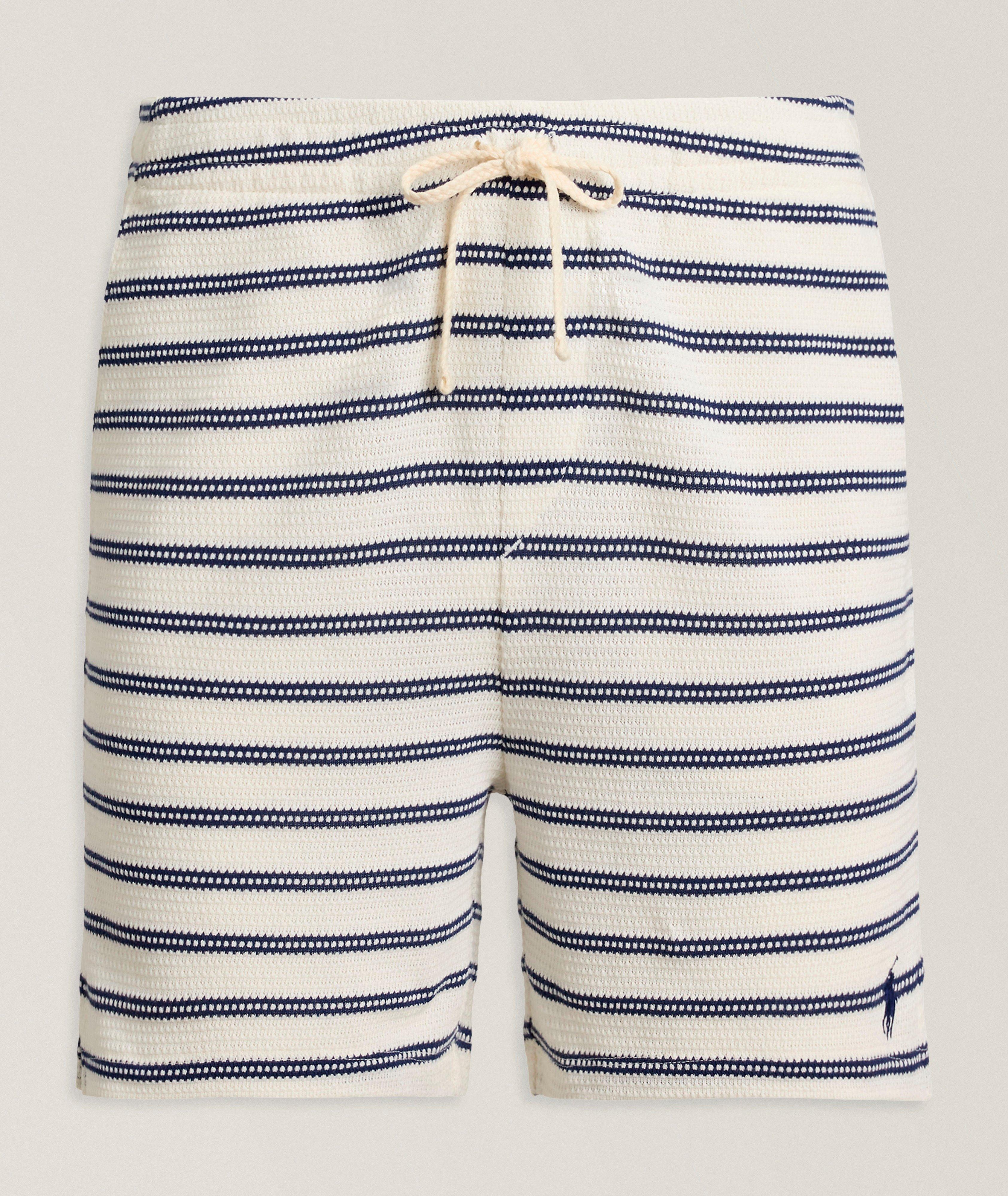 Striped Pointelle-Ribbed Shorts image 0