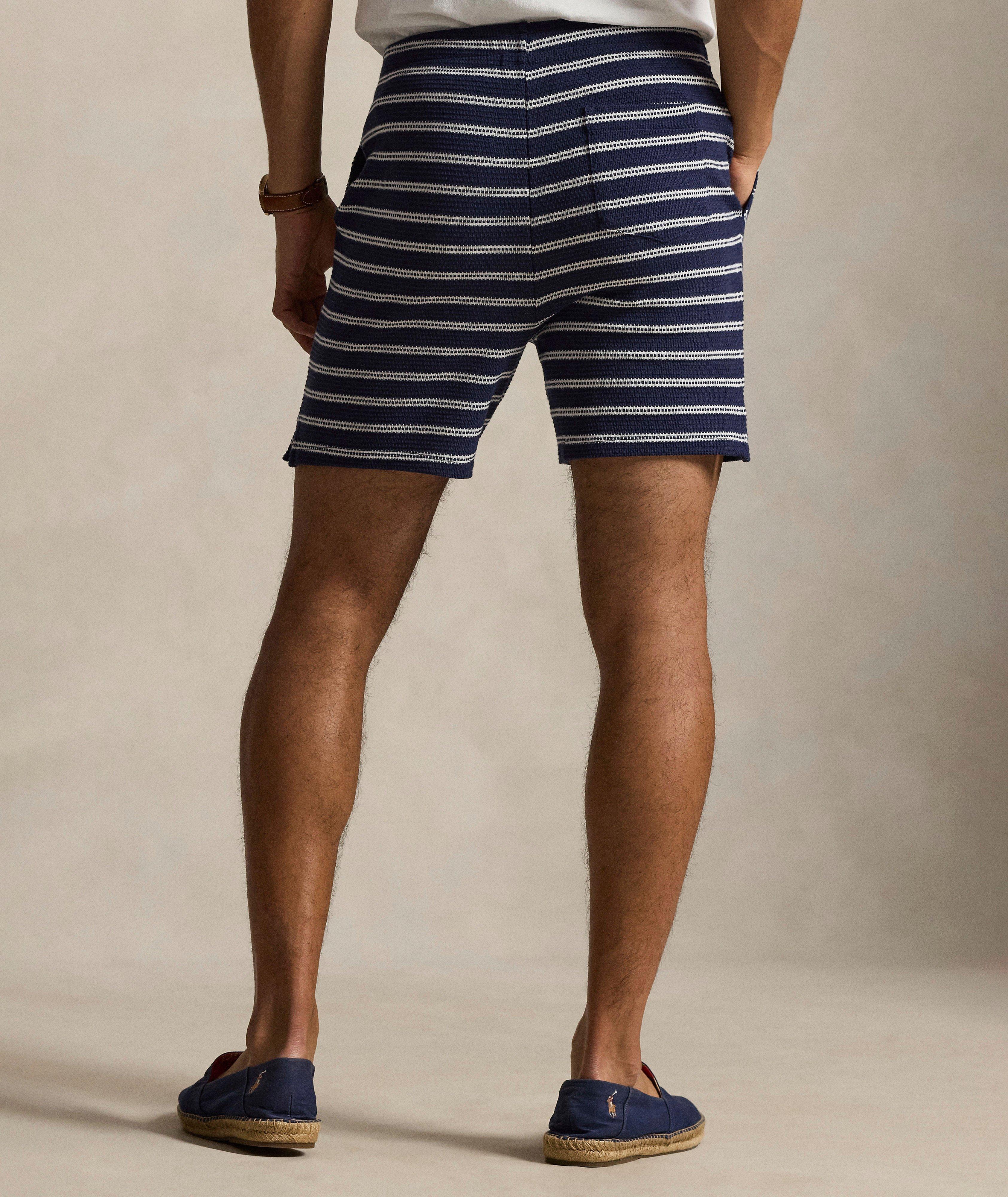 Striped Pointelle-Ribbed Shorts image 1