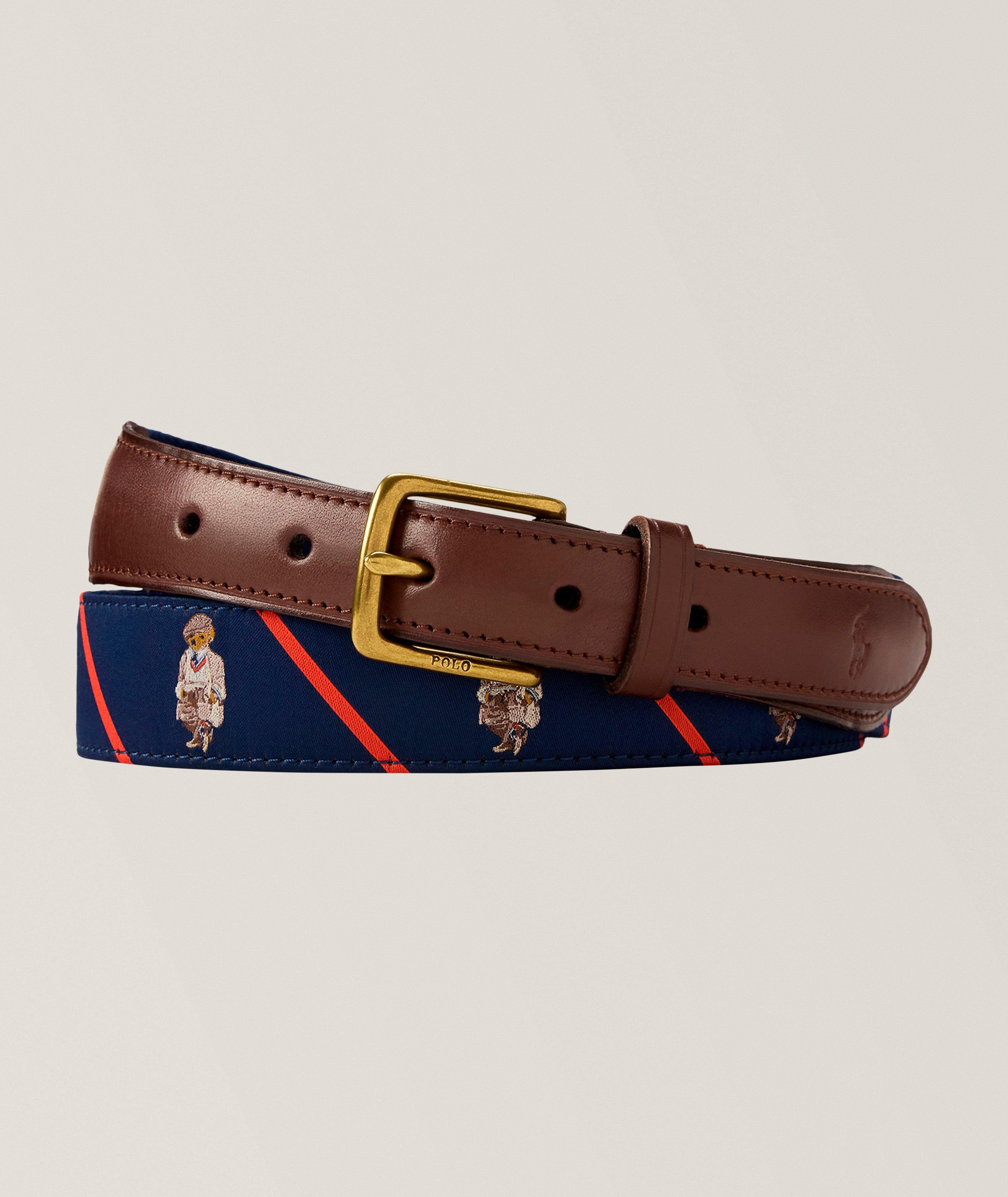 Polo Bear Leather-Trim Belt image 0