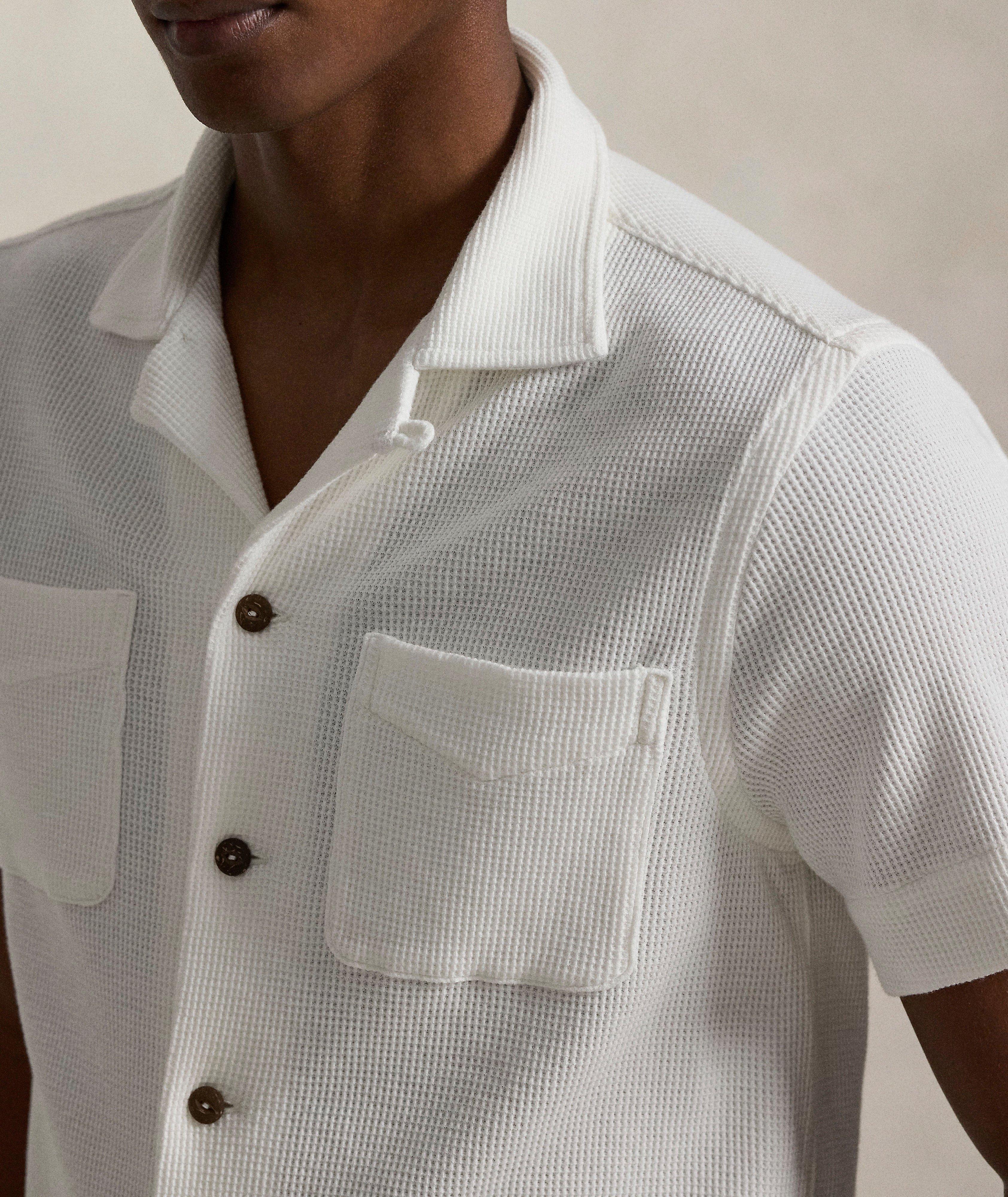 Waffle-Knit Cotton-Linen Camp Shirt image 3