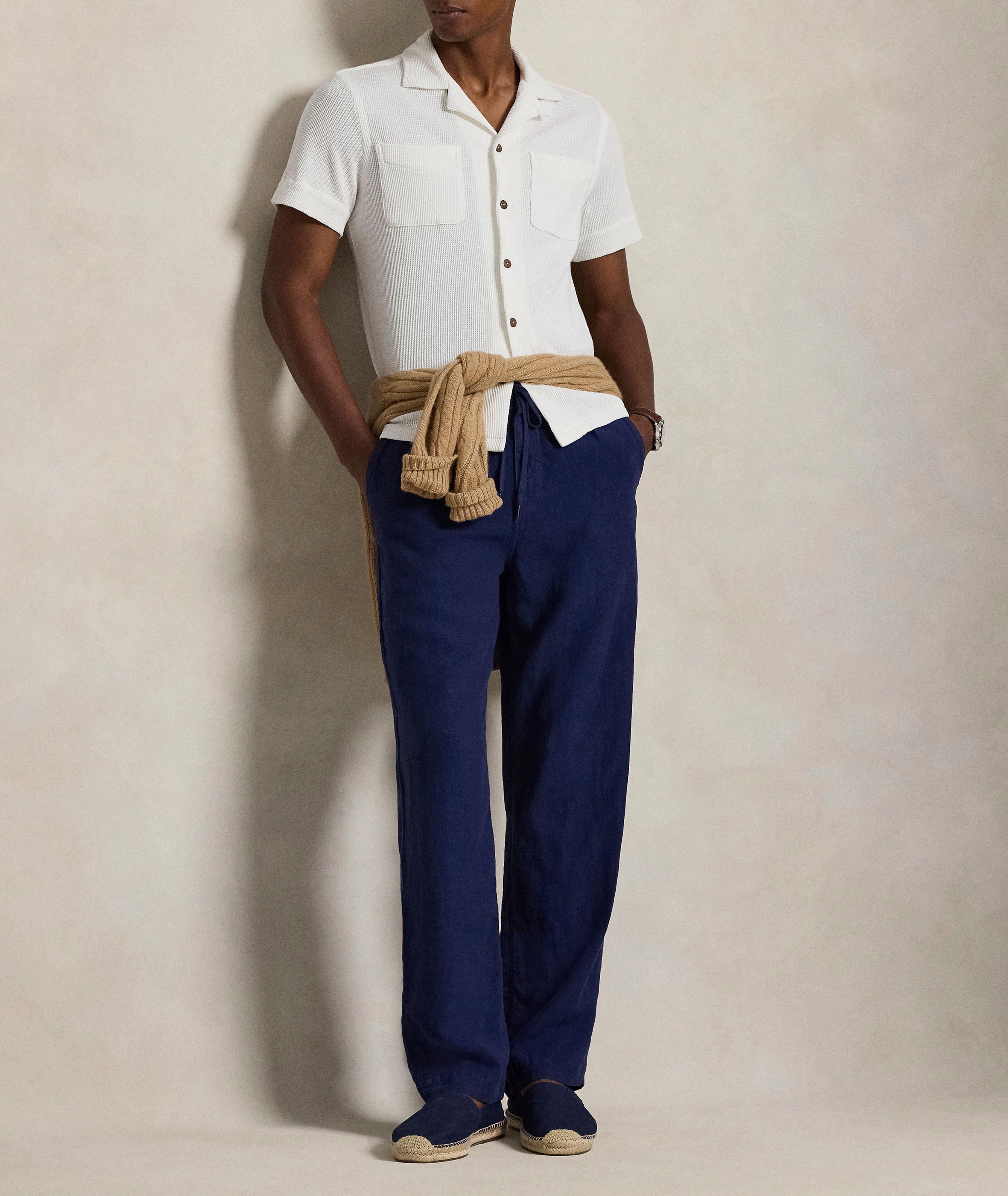 Waffle-Knit Cotton-Linen Camp Shirt image 4