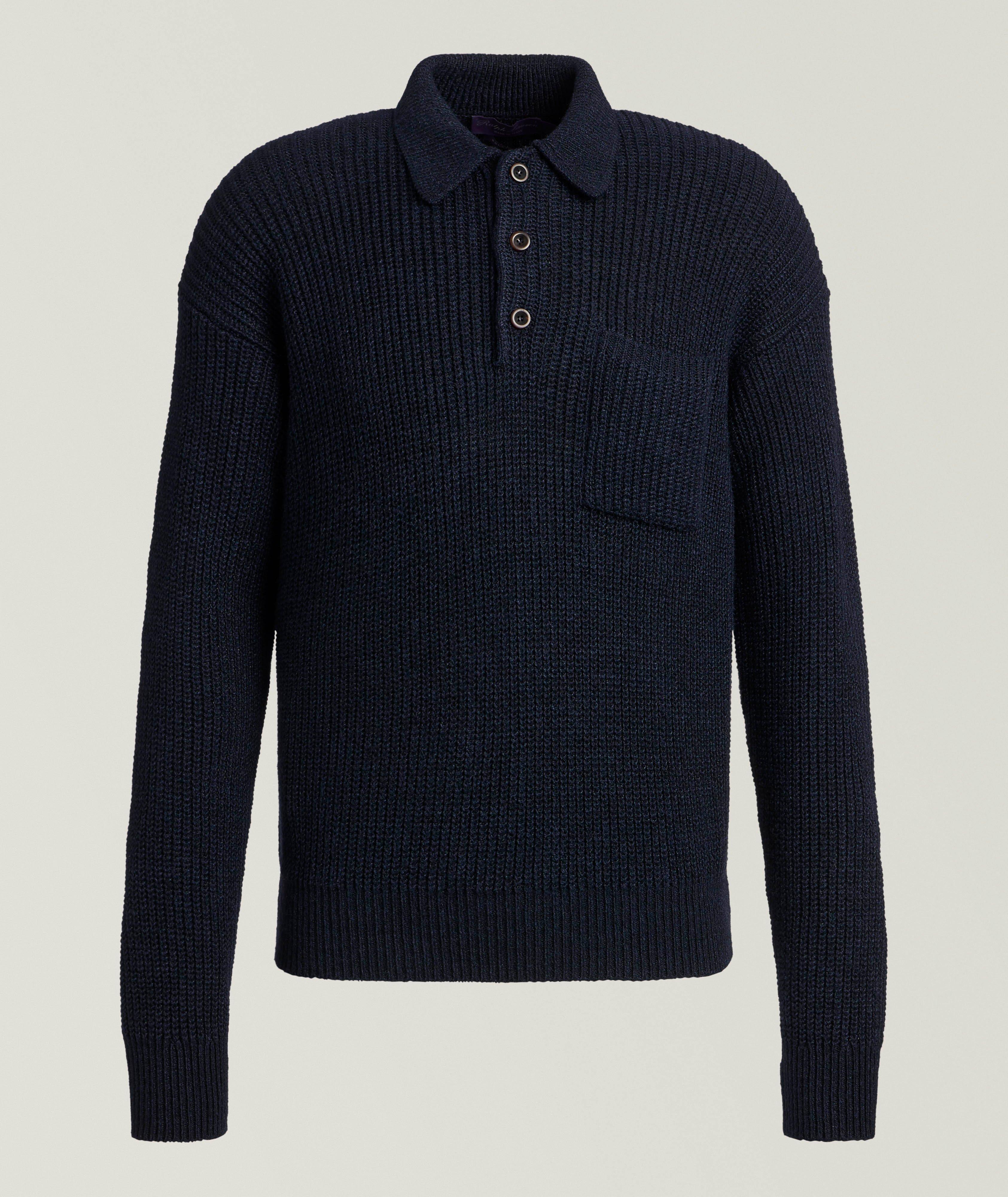 Ralph Lauren Purple Label Silk-Linen Polo Sweater | Sweaters