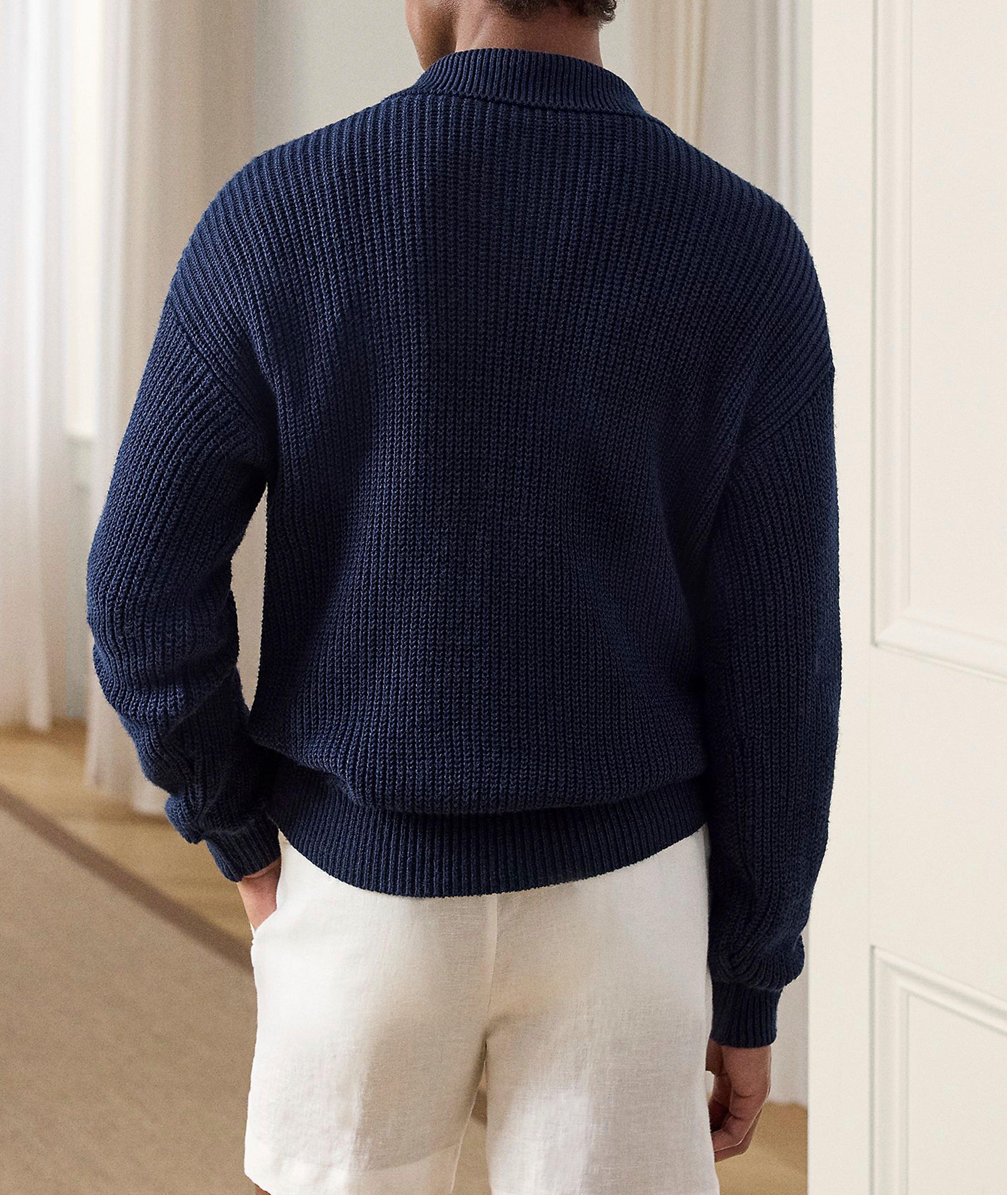 Ralph Lauren Purple Label Silk-Linen Polo Sweater | Sweaters