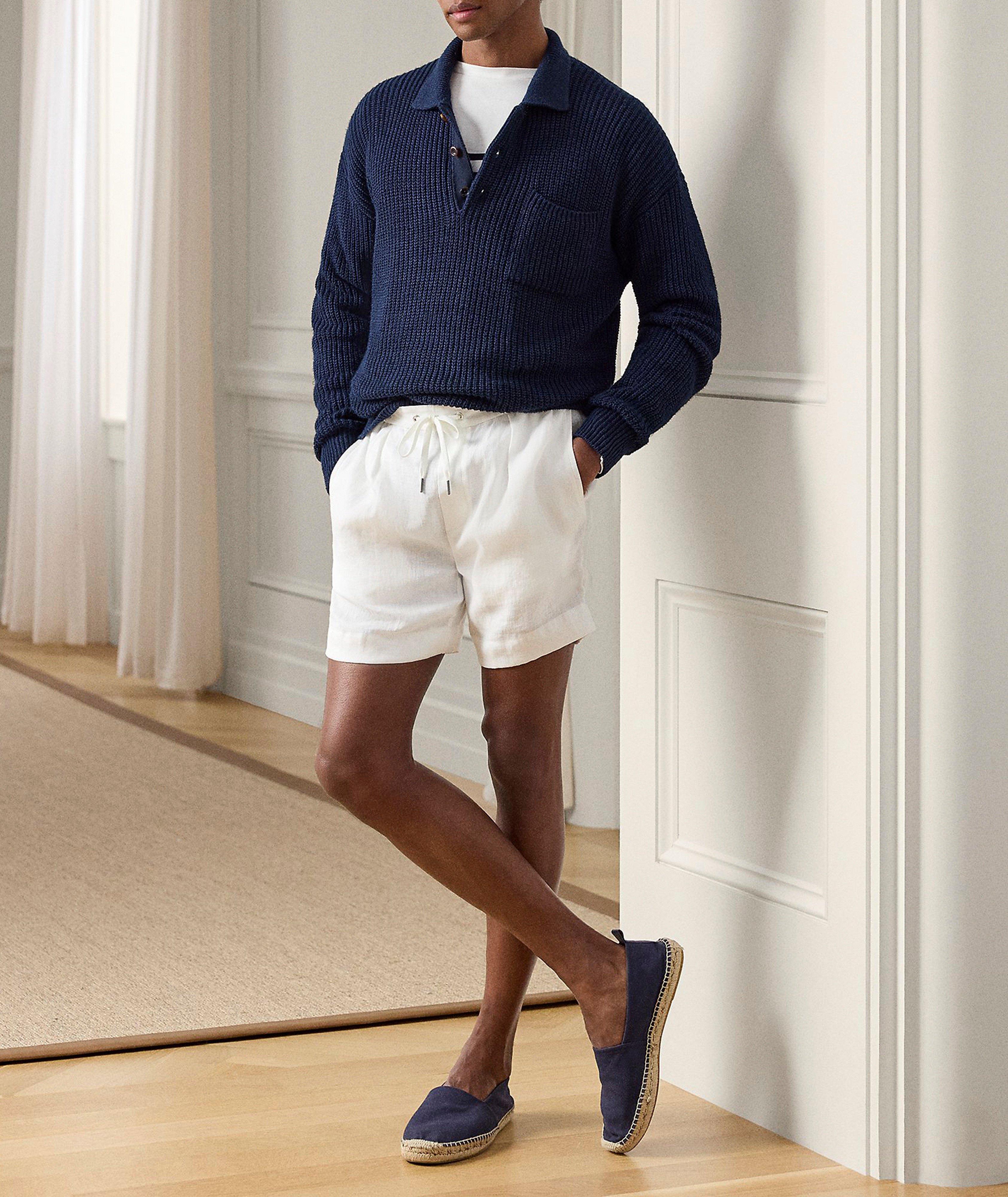 Ralph Lauren Purple Label Silk-Linen Polo Sweater | Sweaters