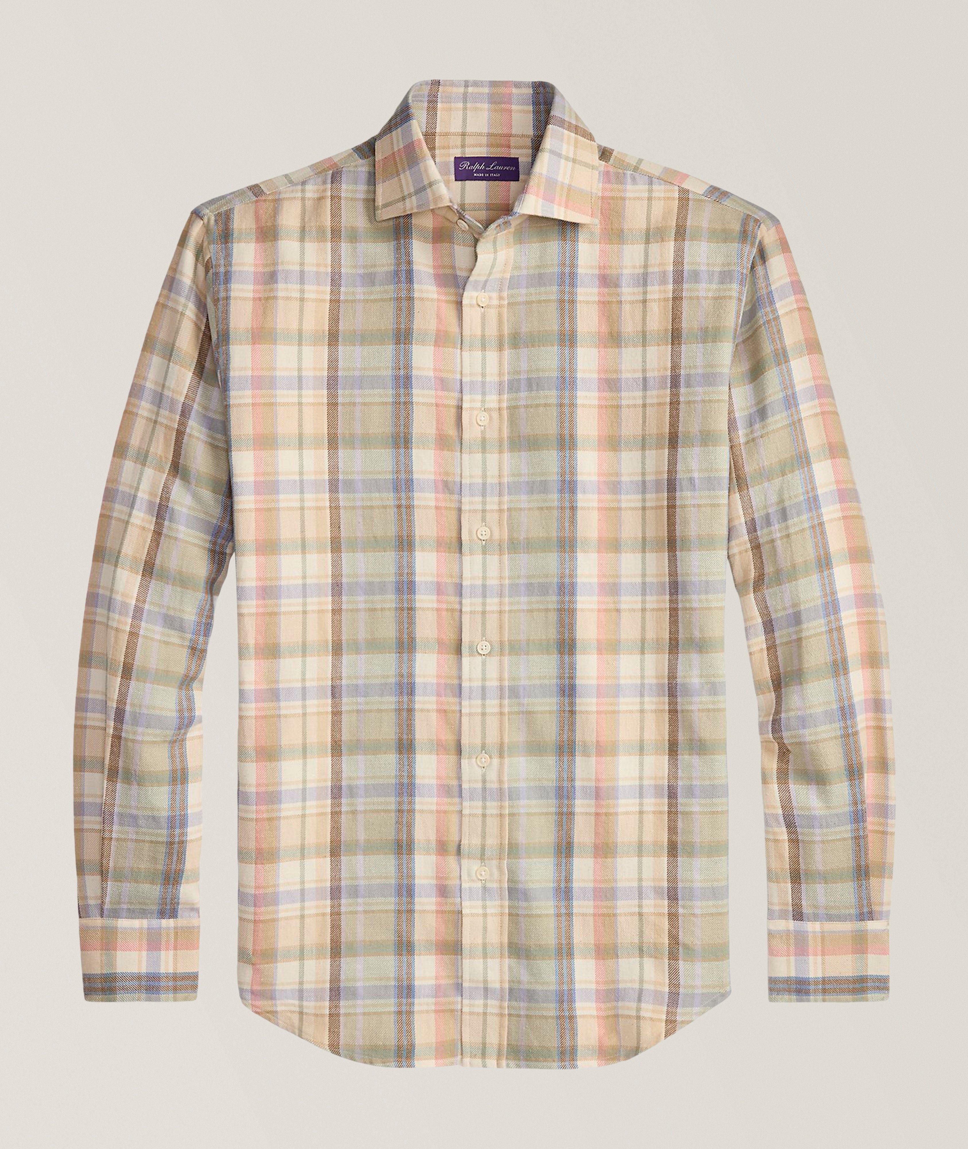 Ralph Lauren Purple Label Plaid Hemp-Cotton Shirt