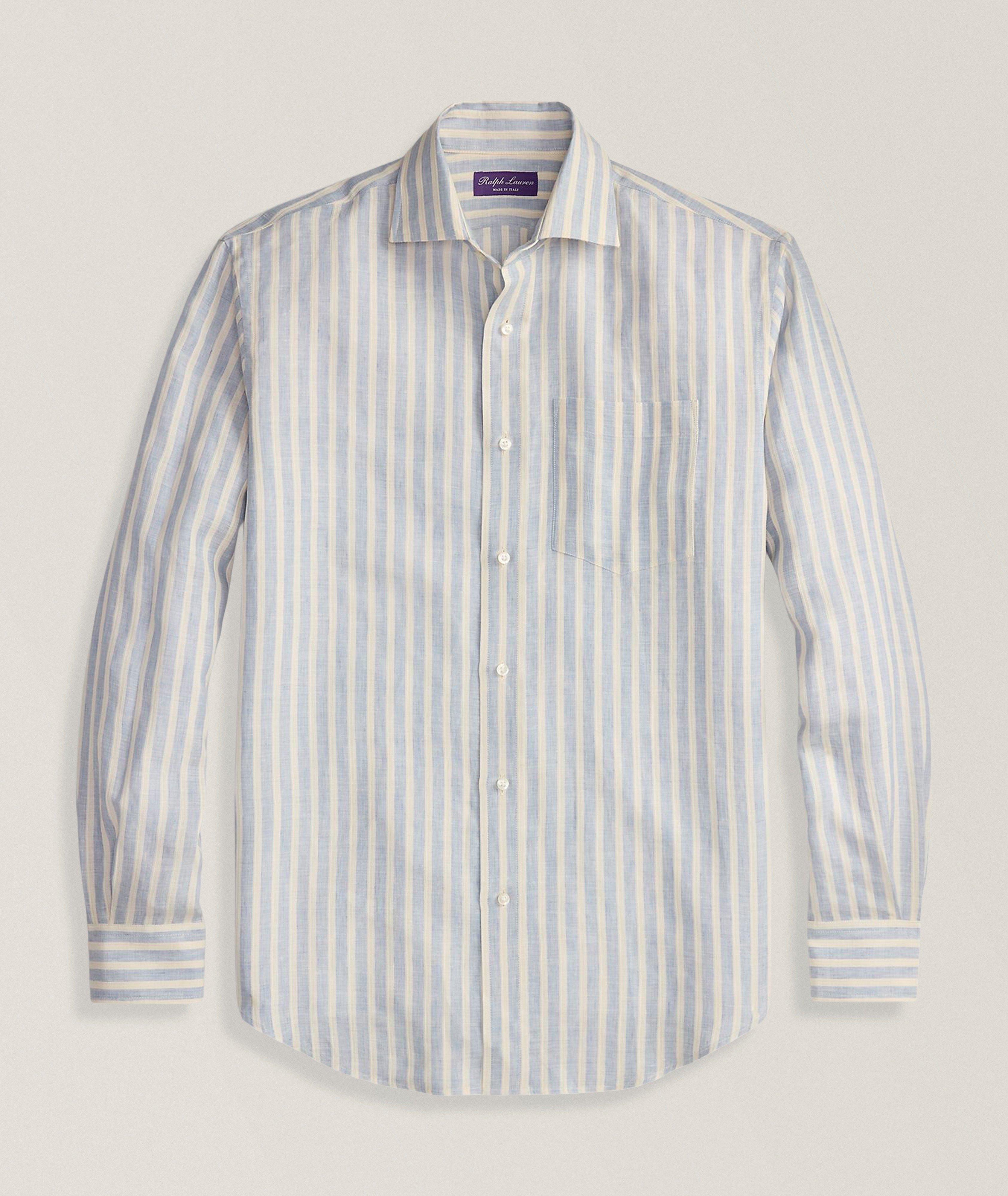 Ralph Lauren Purple Label Striped Linen-Cotton Shirt