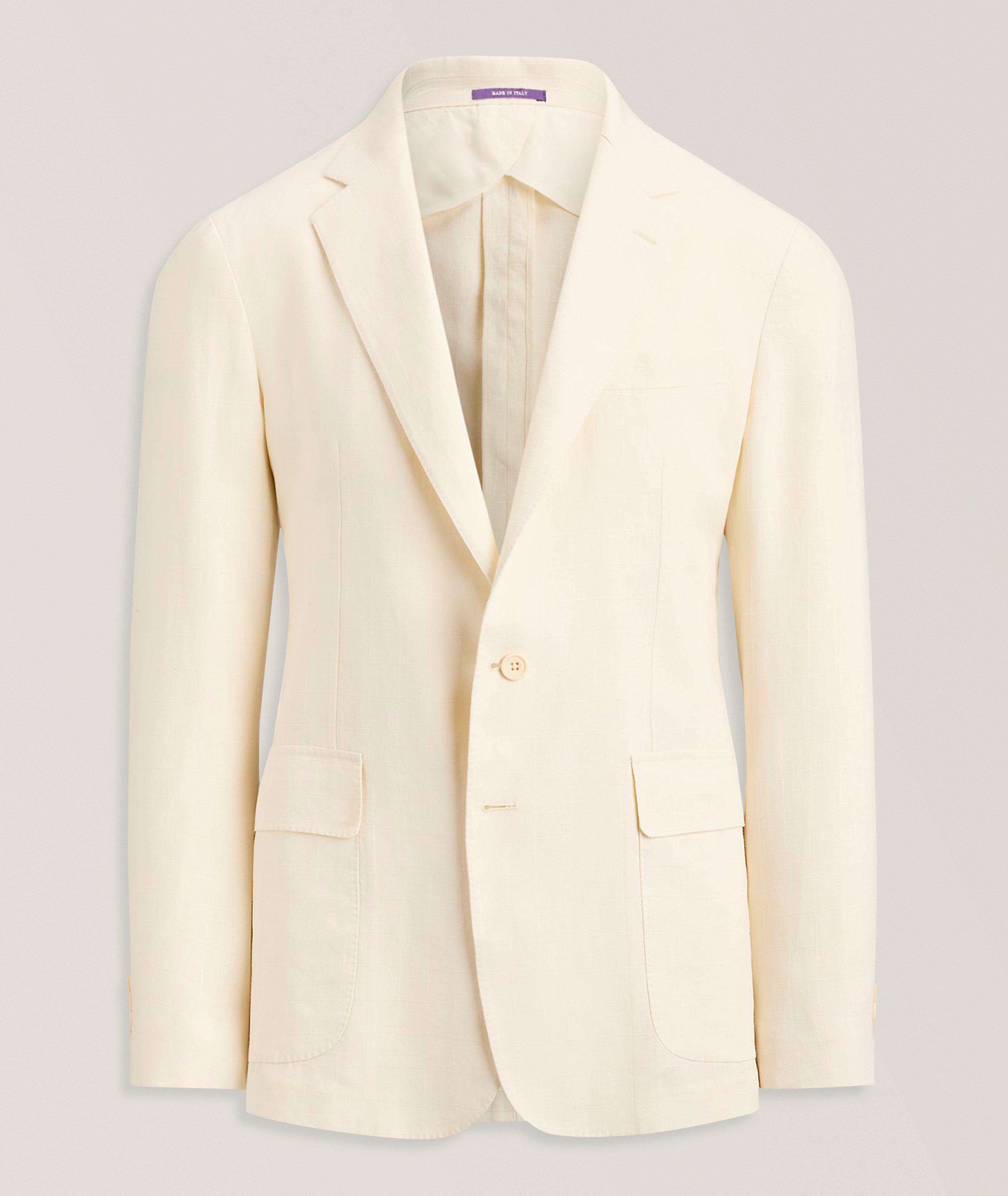 Ralph Lauren Purple Label Hadley Windowpane Linen Suit Jacket
