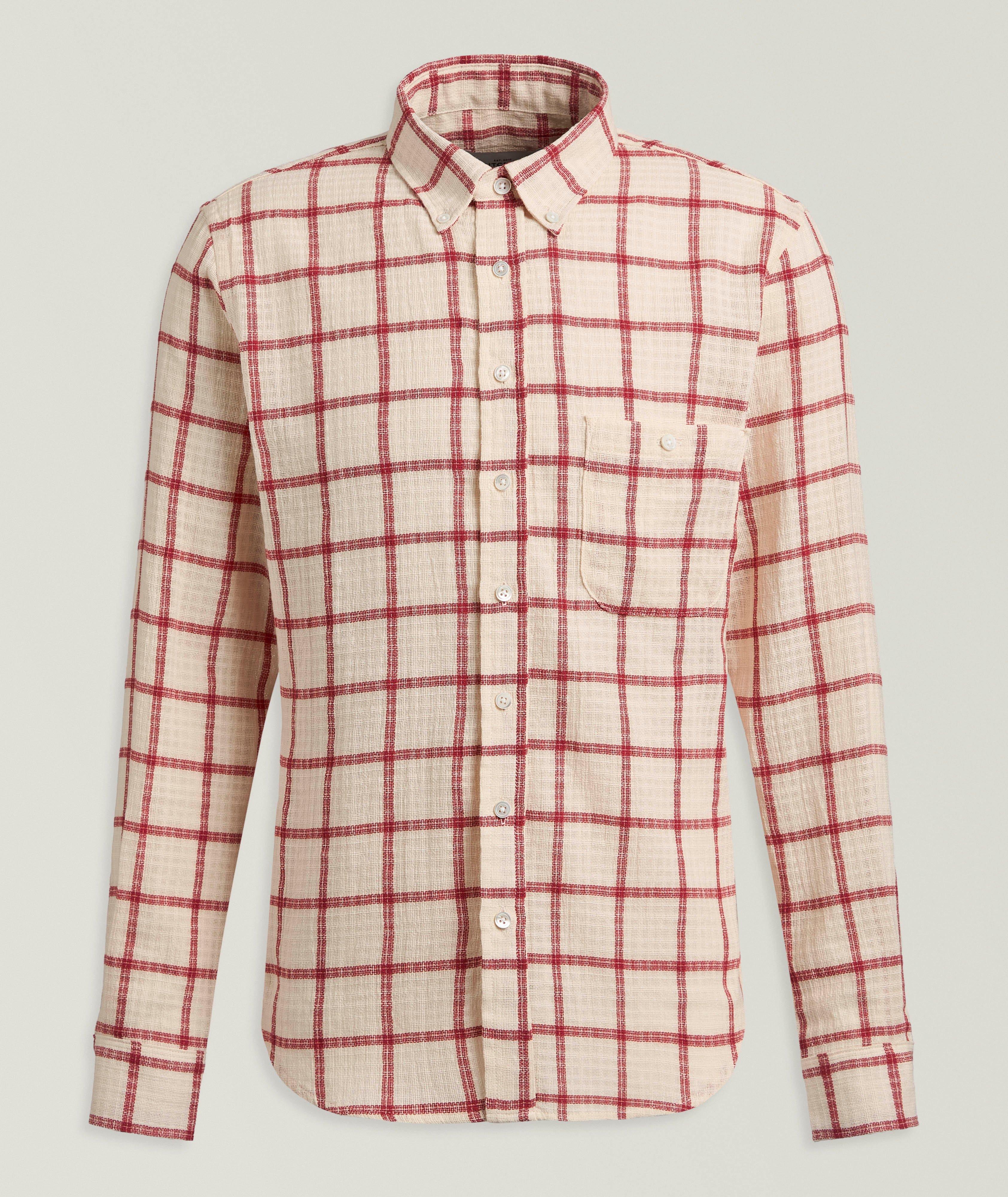 Outclass Plaid Textured Cotton Shirt 