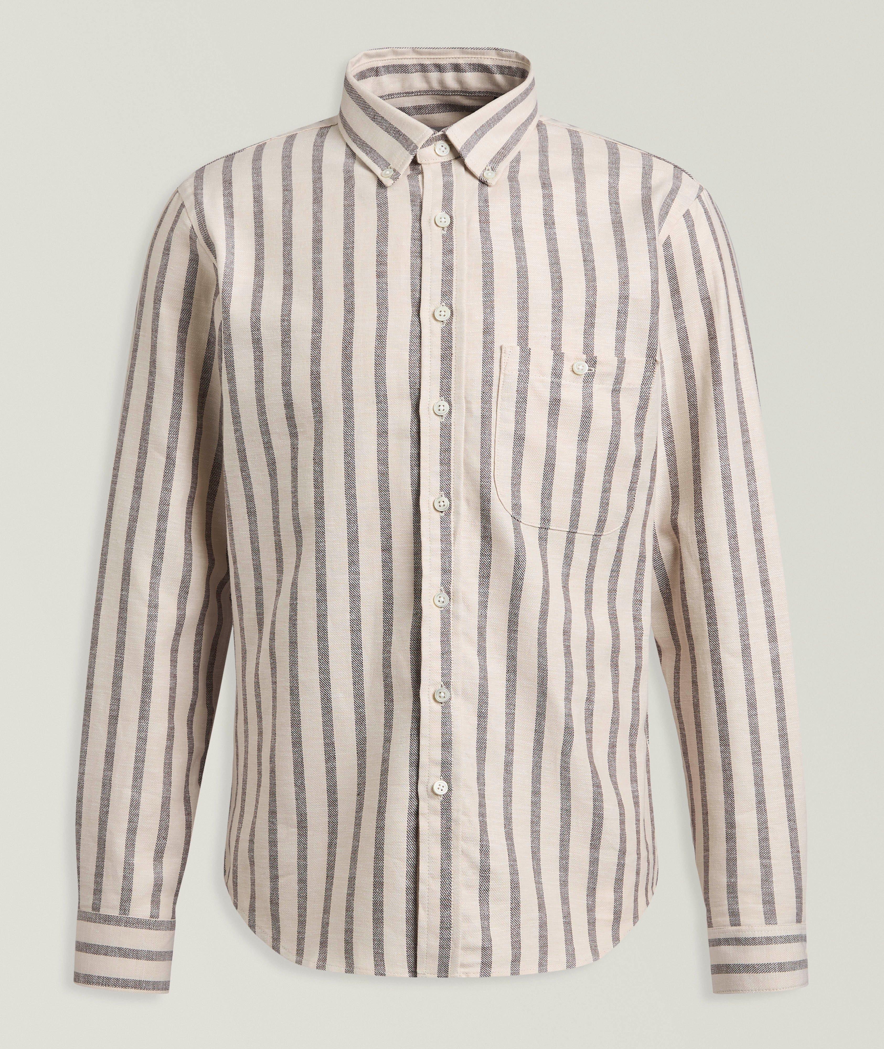 Outclass Striped Cotton-Linen Shirt 