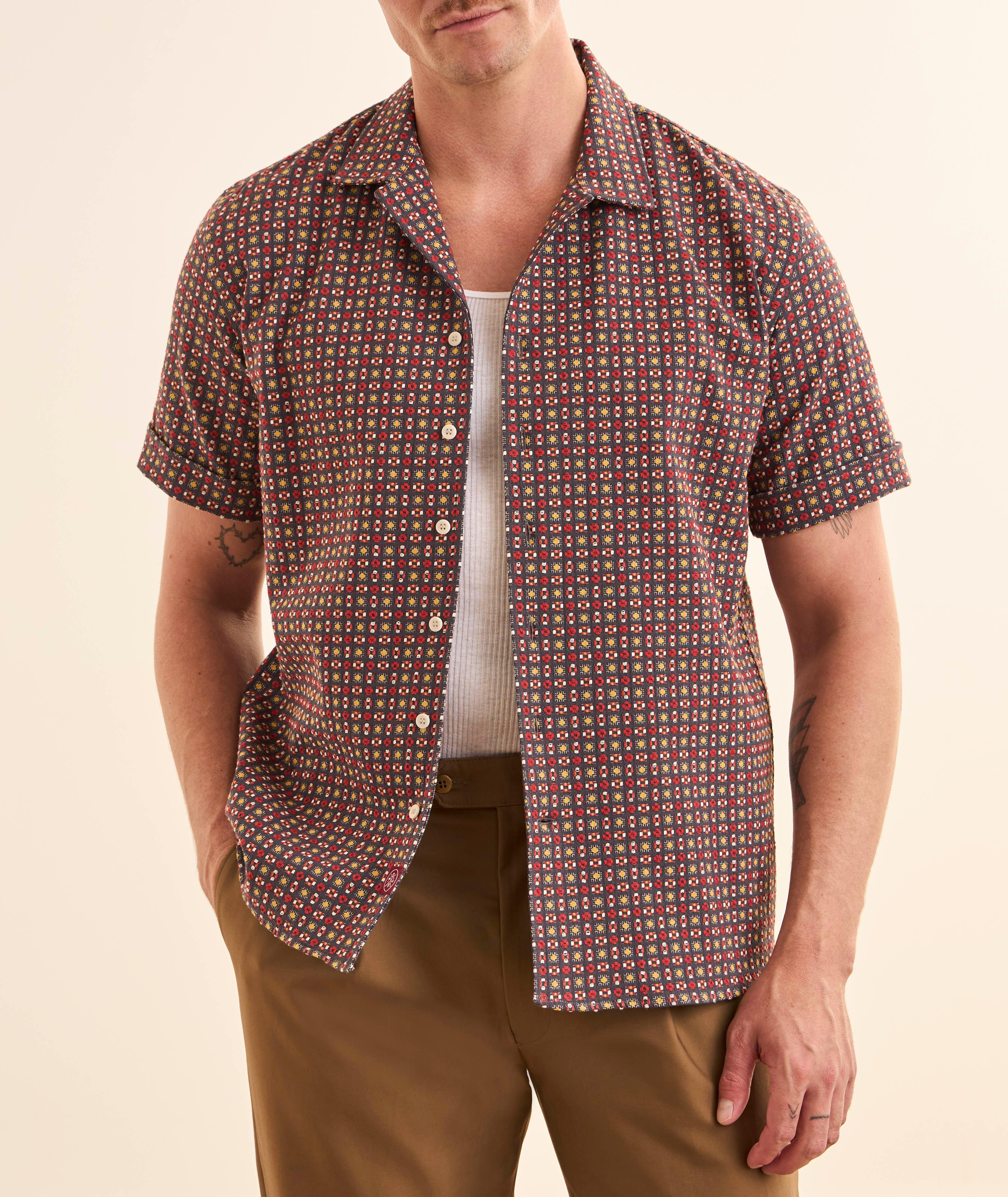 Geometric Jacquard Cotton Camp Shirt image 1