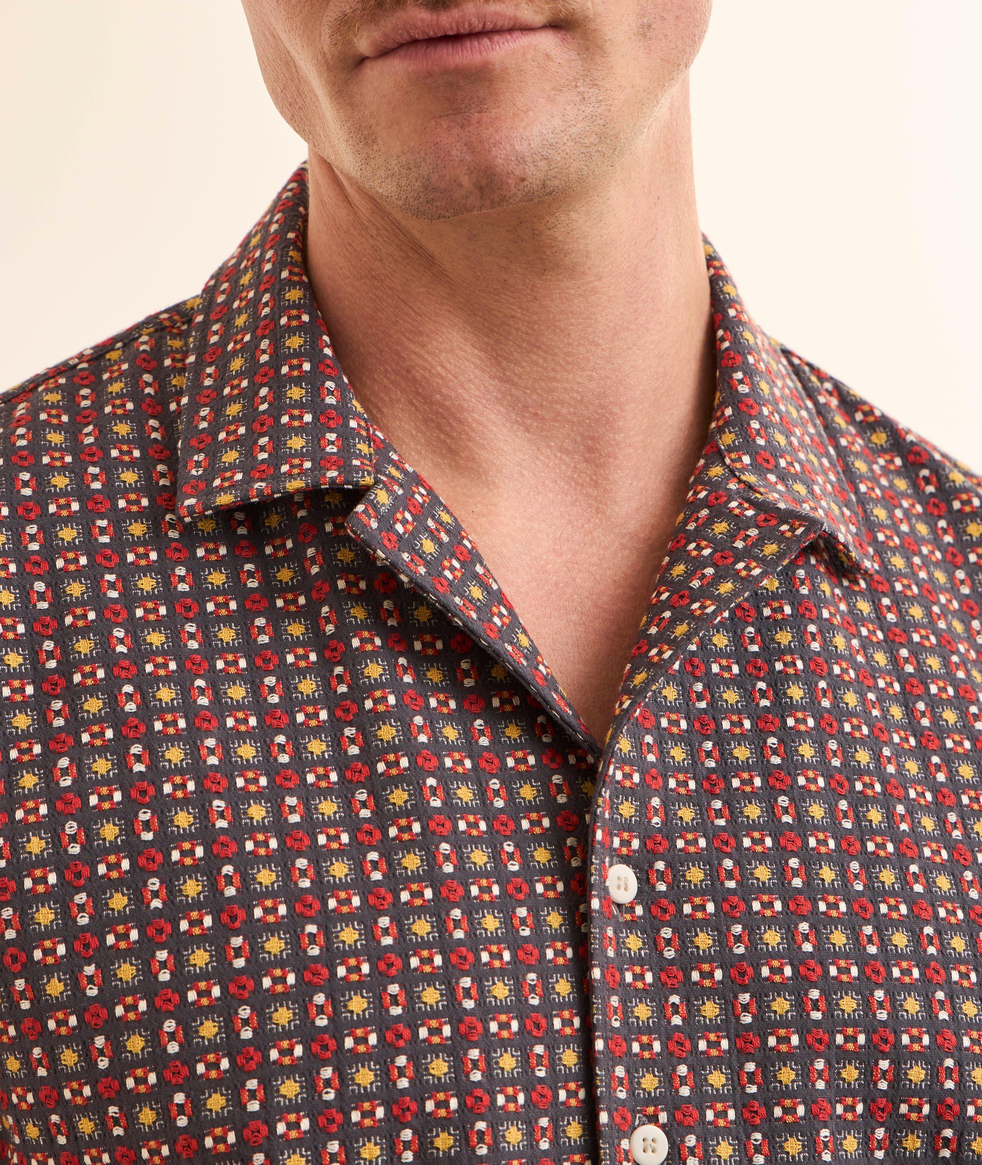 Geometric Jacquard Cotton Camp Shirt image 3