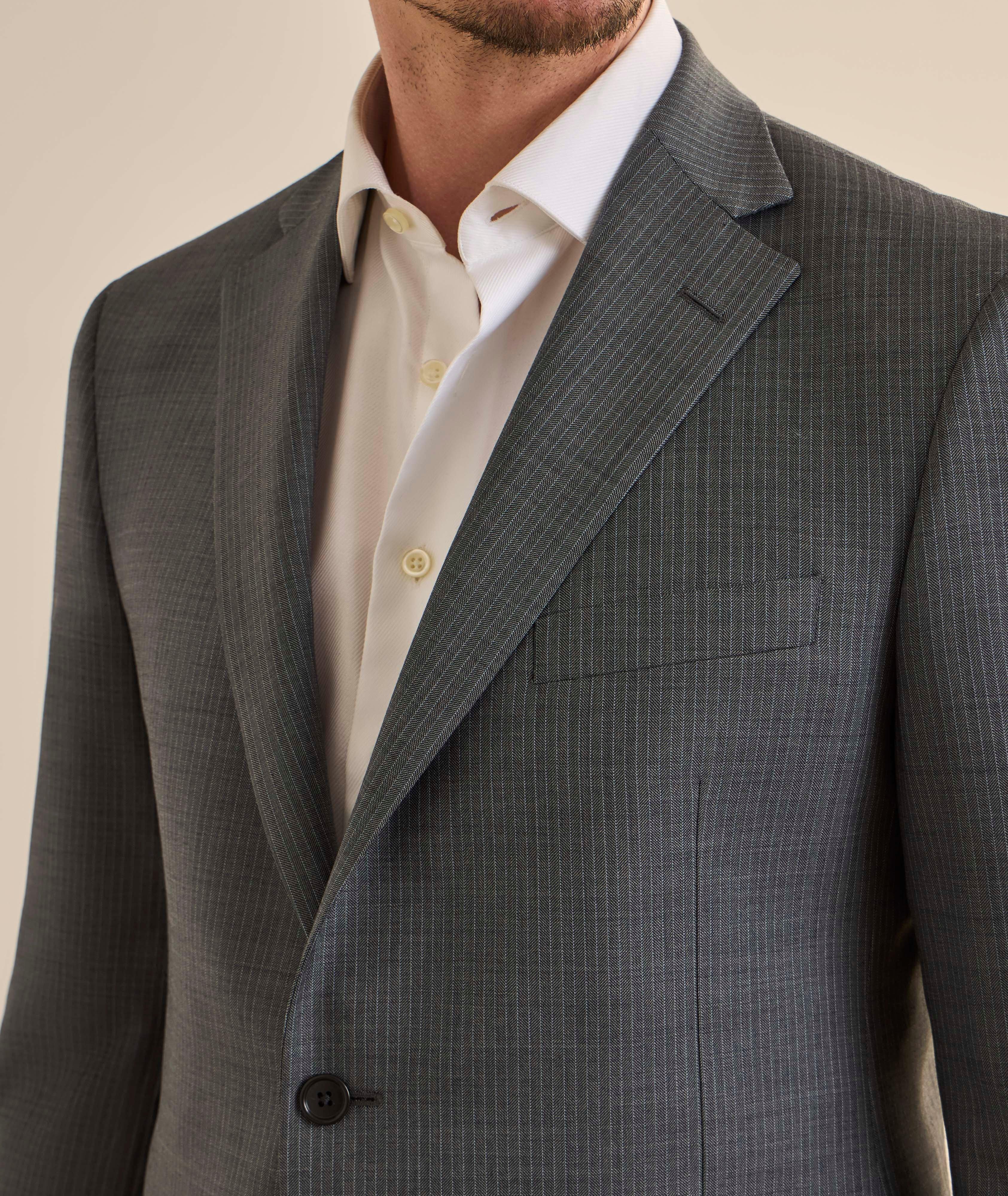 Herringbone Striped Super 110s Wool Suit image 3