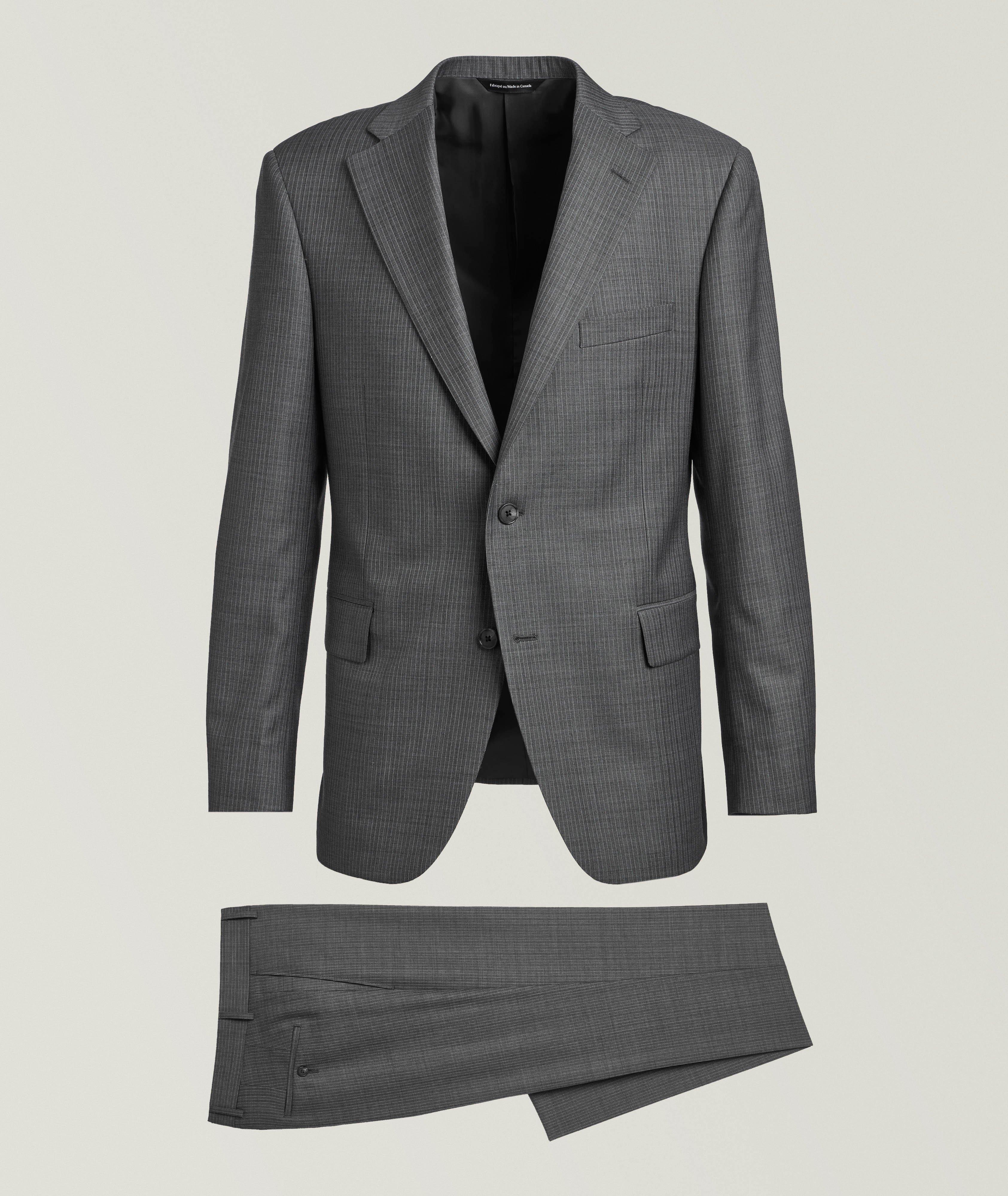 Herringbone Striped Super 110s Wool Suit image 0