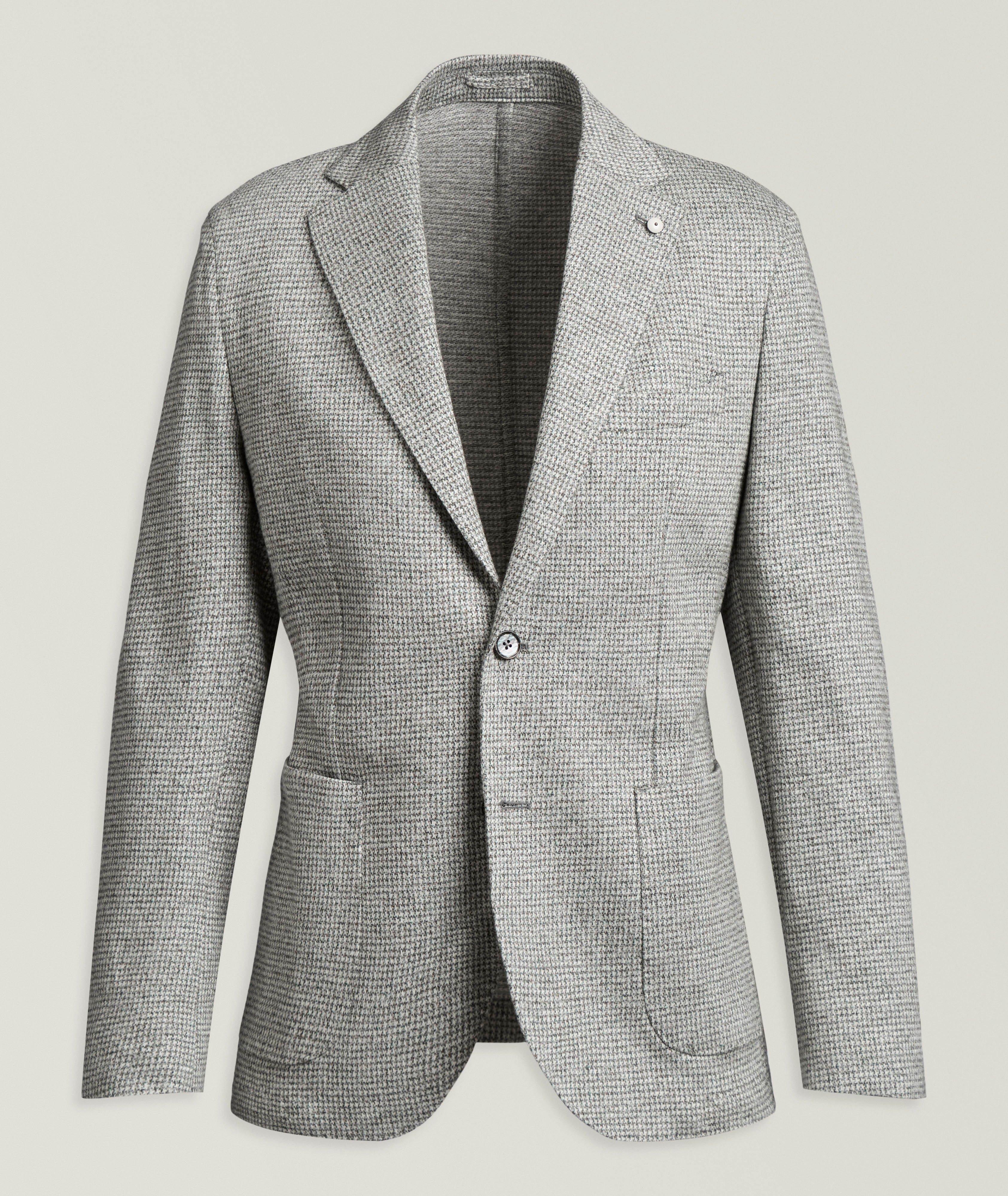 L.B.M. 1911 Micro-Houndstooth Linen-Cotton Sport Jacket