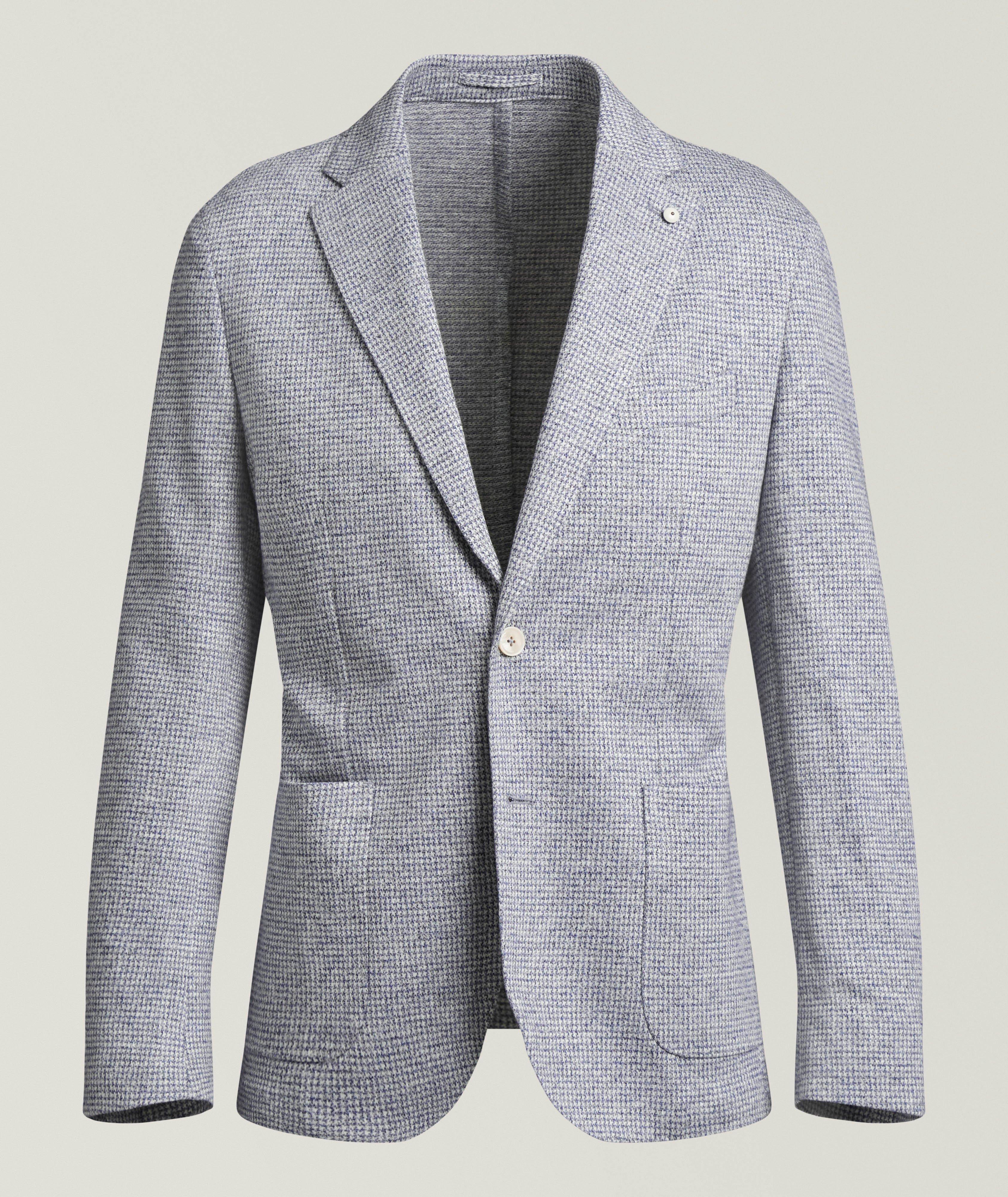 Micro-Houndstooth Linen-Cotton Sport Jacket image 0