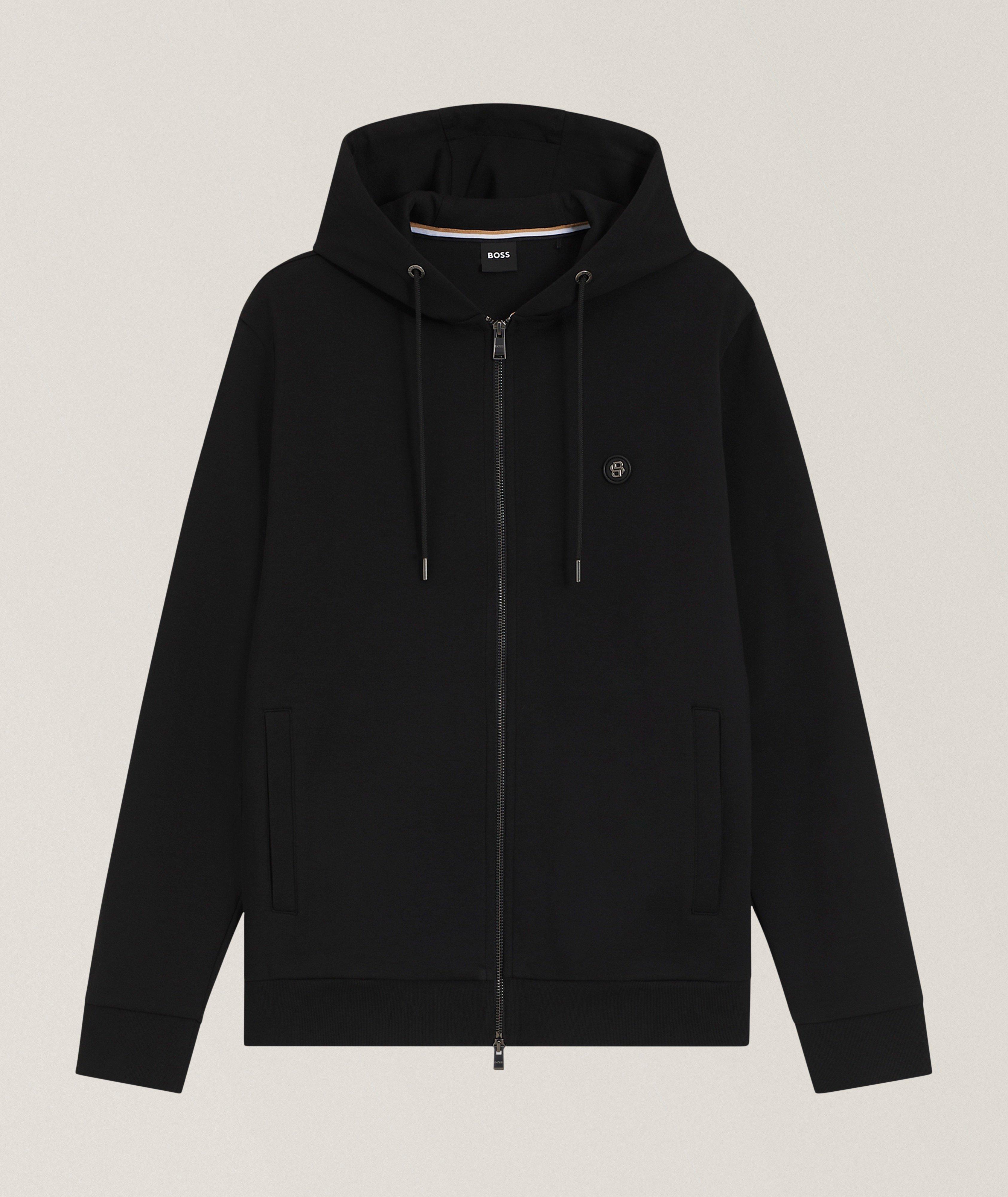 BOSS Pull à capuche coton-mélange monogramme 'B' double 