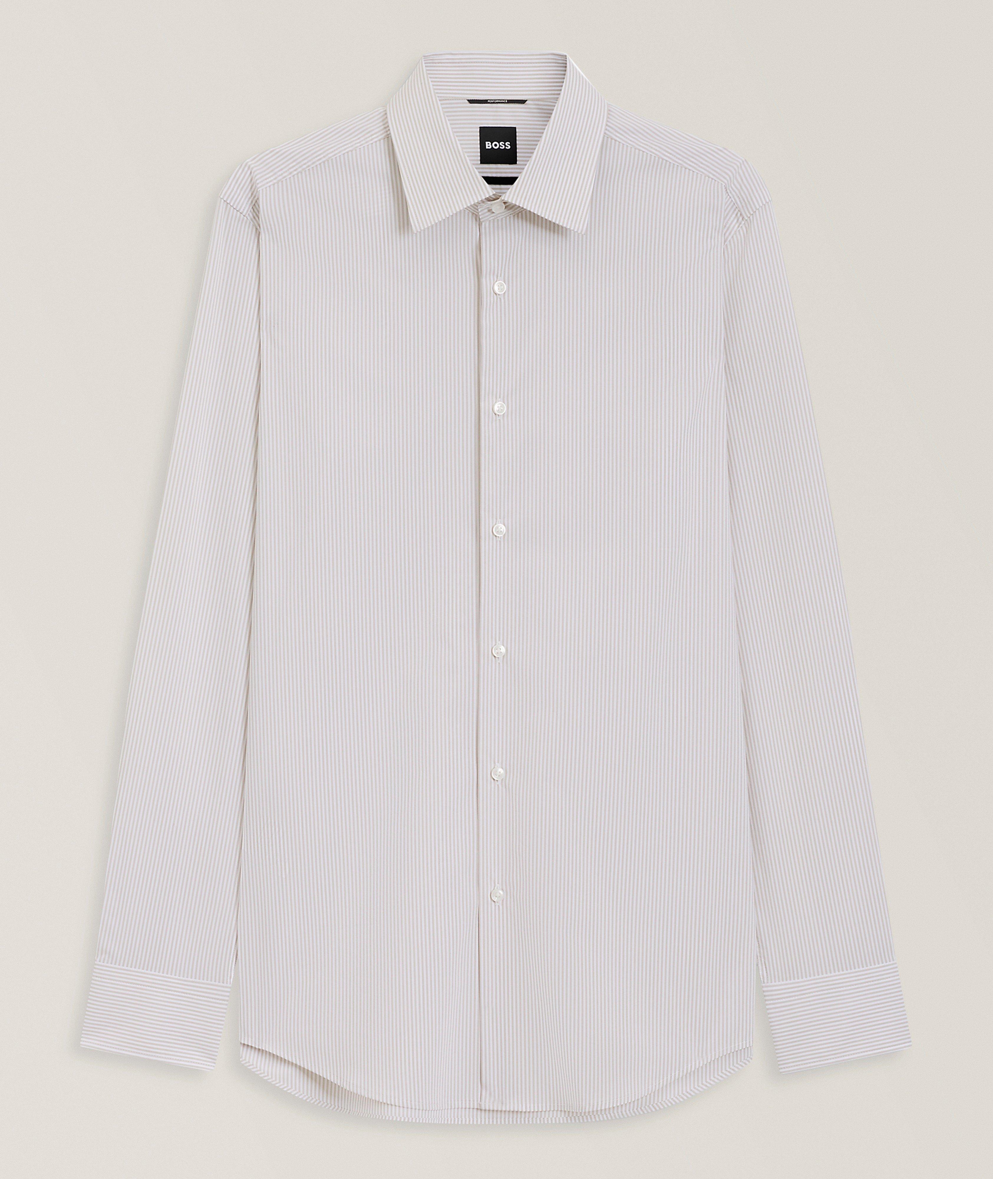 BOSS Hank Performance-Stretch Striped Dress Shirt 