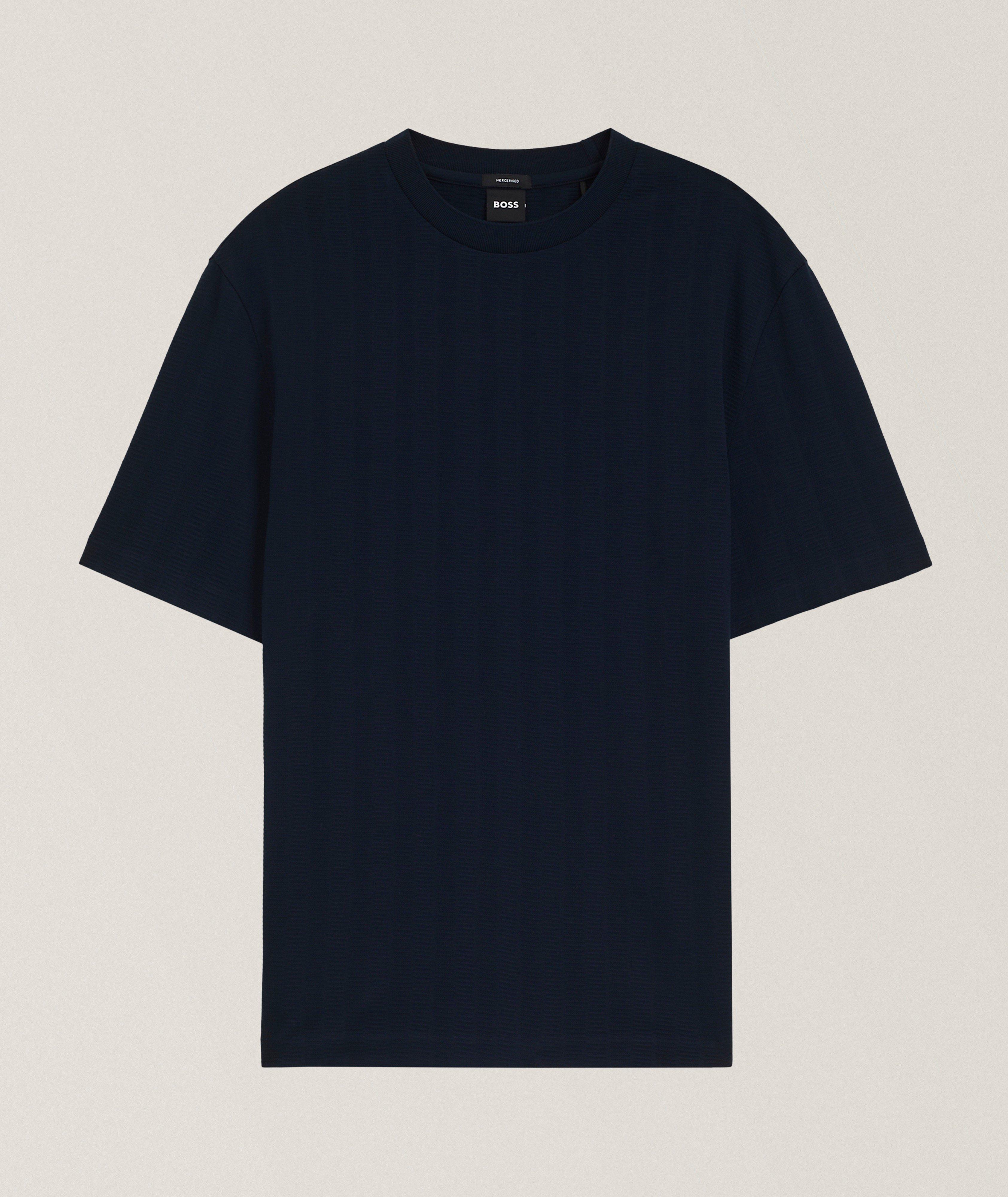 BOSS Taut Jacquard Cotton Crewneck T-Shirt