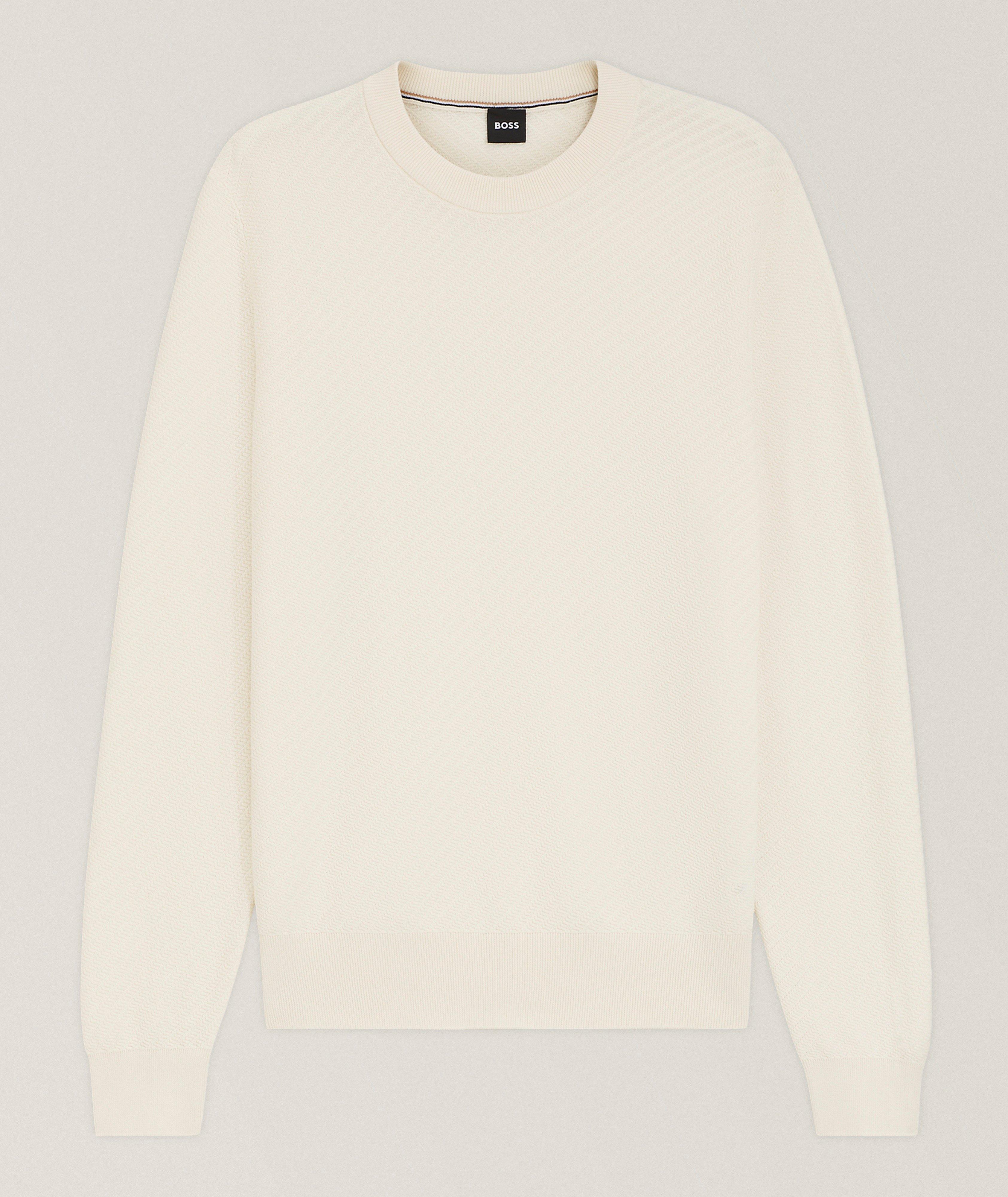 BOSS Pull coton tricot diagonale Lofranco