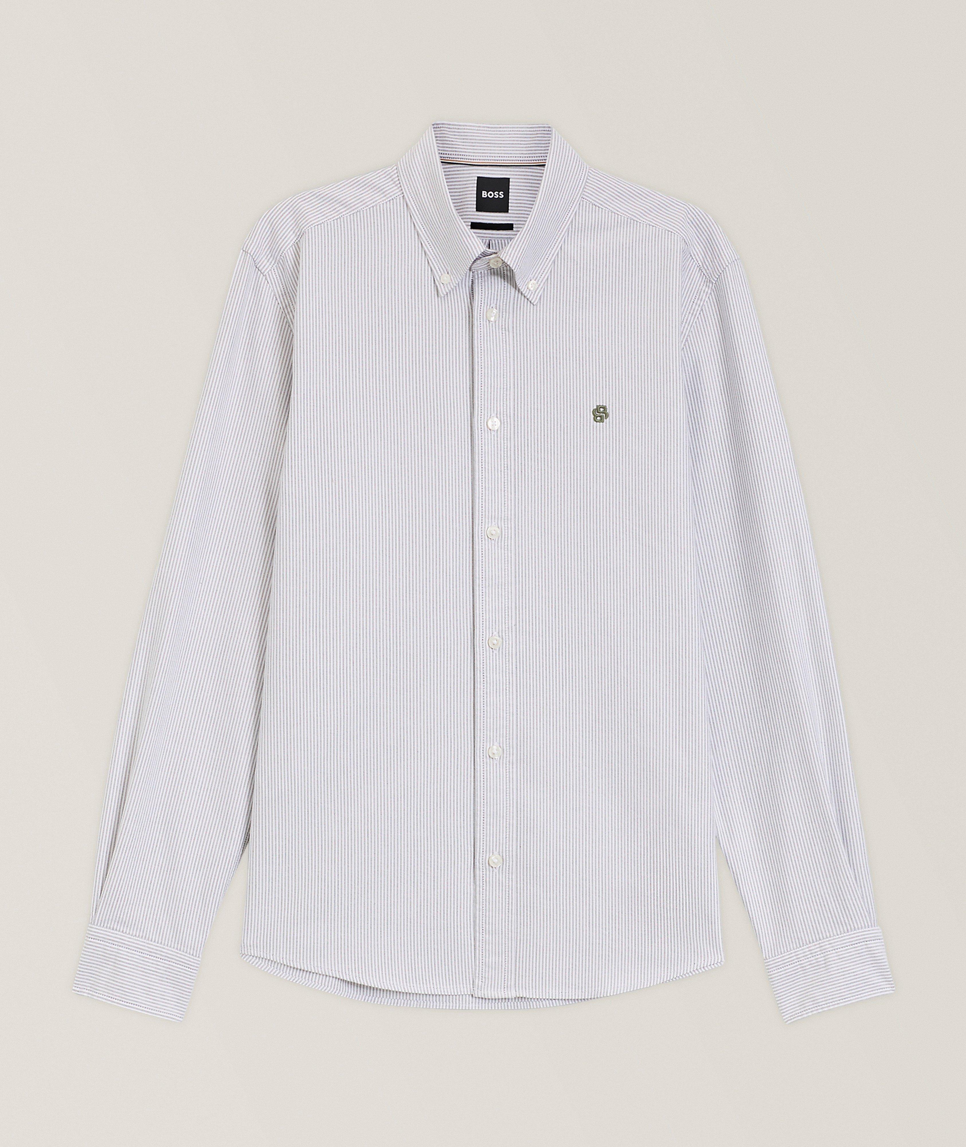BOSS Liam Striped Oxford Cotton Shirt 