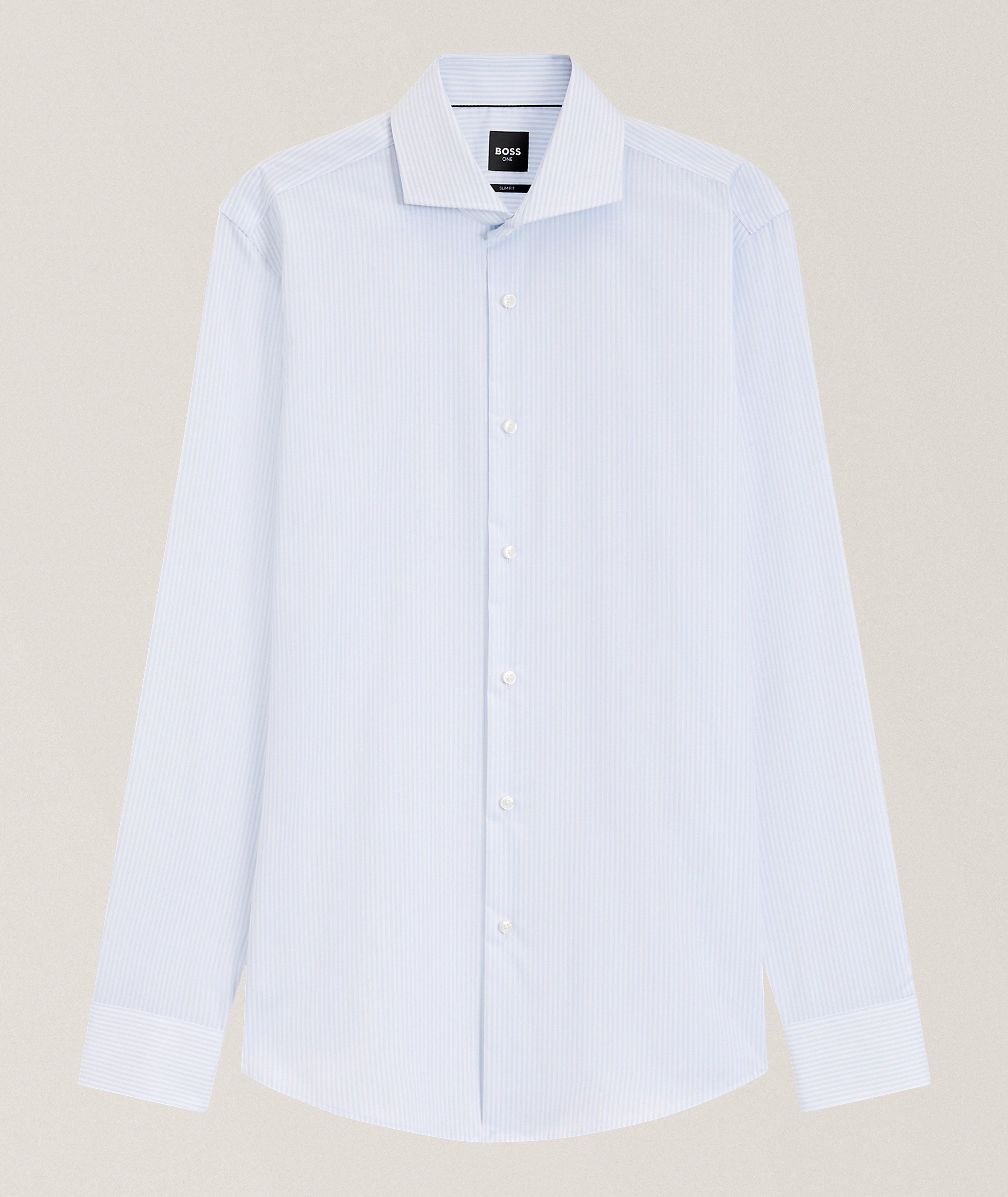 BOSS Chemise habillée coton rayé Hank coupe-ajustée