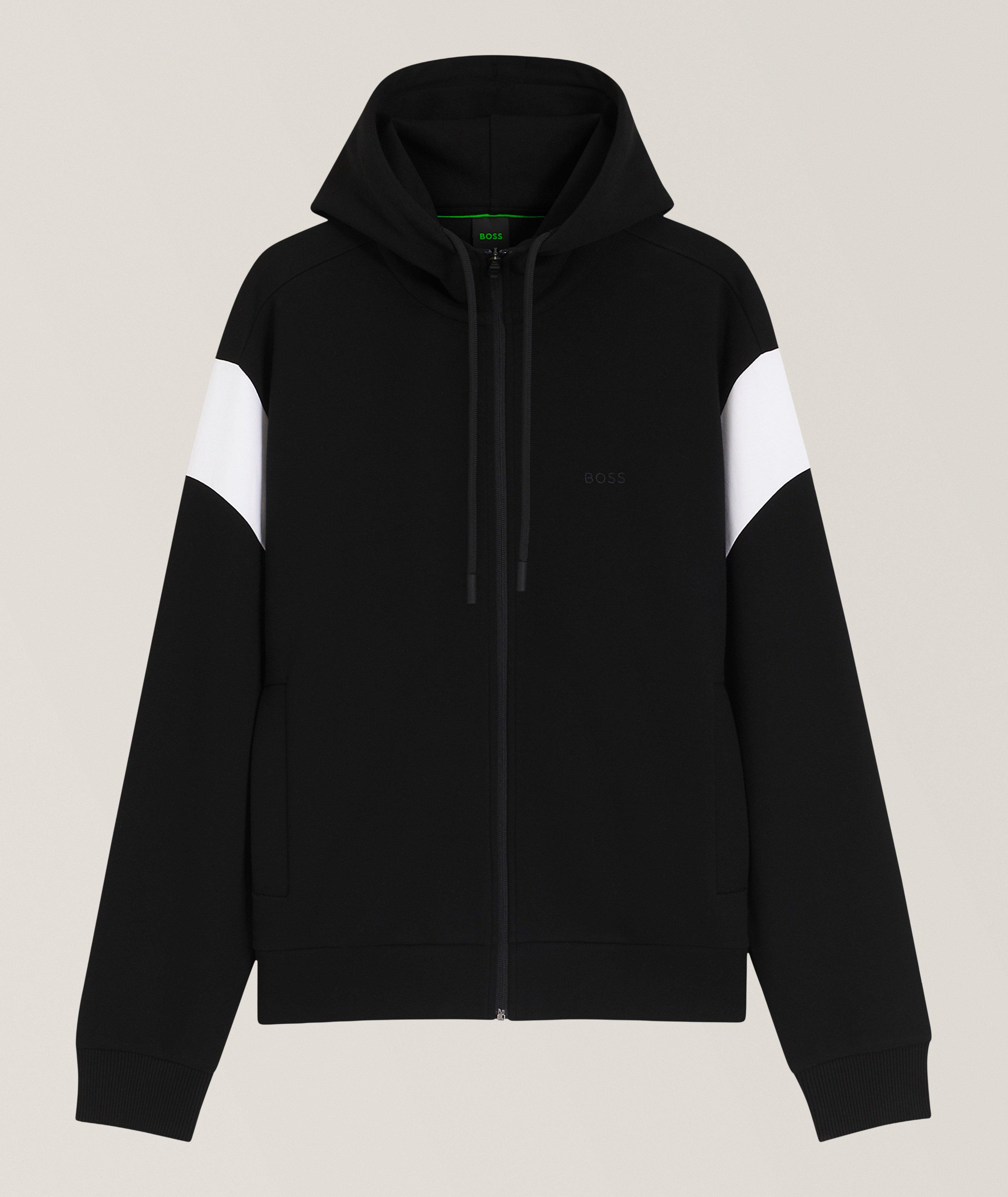 BOSS Spacer Piqué Cotton-Blend Hooded Sweater