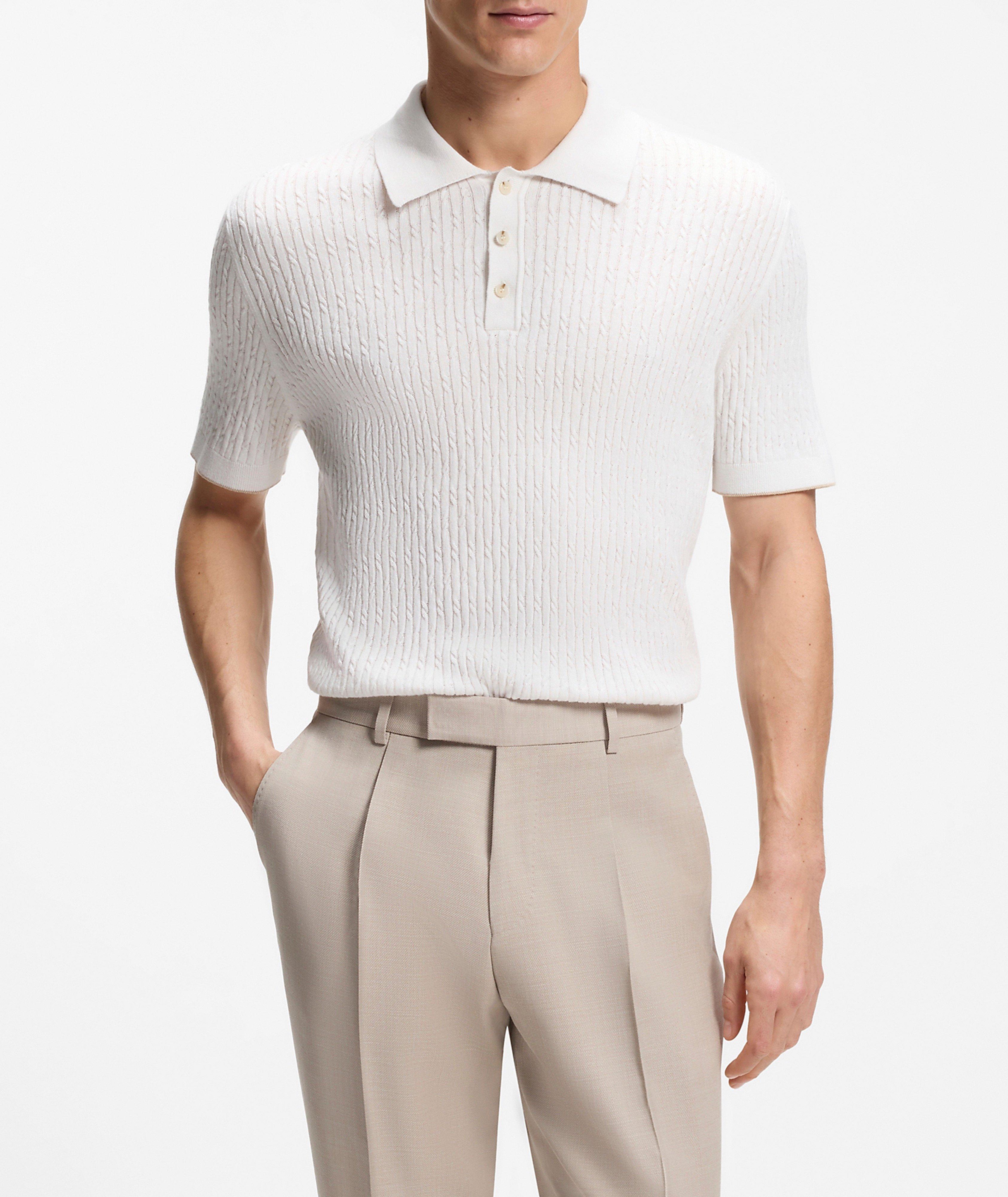 Luciano Cotton-Cashmere Cable Knit Polo image 1
