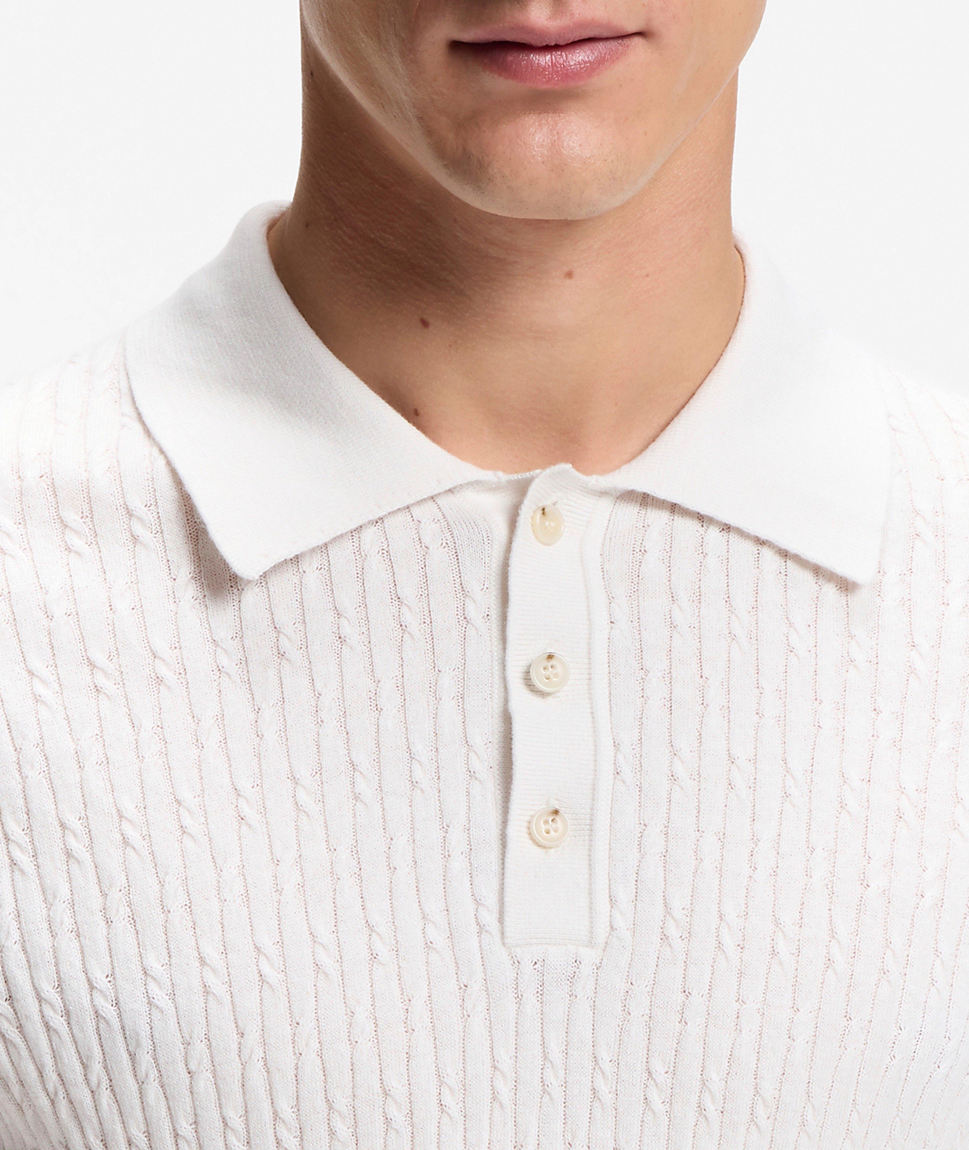 Luciano Cotton-Cashmere Cable Knit Polo image 3