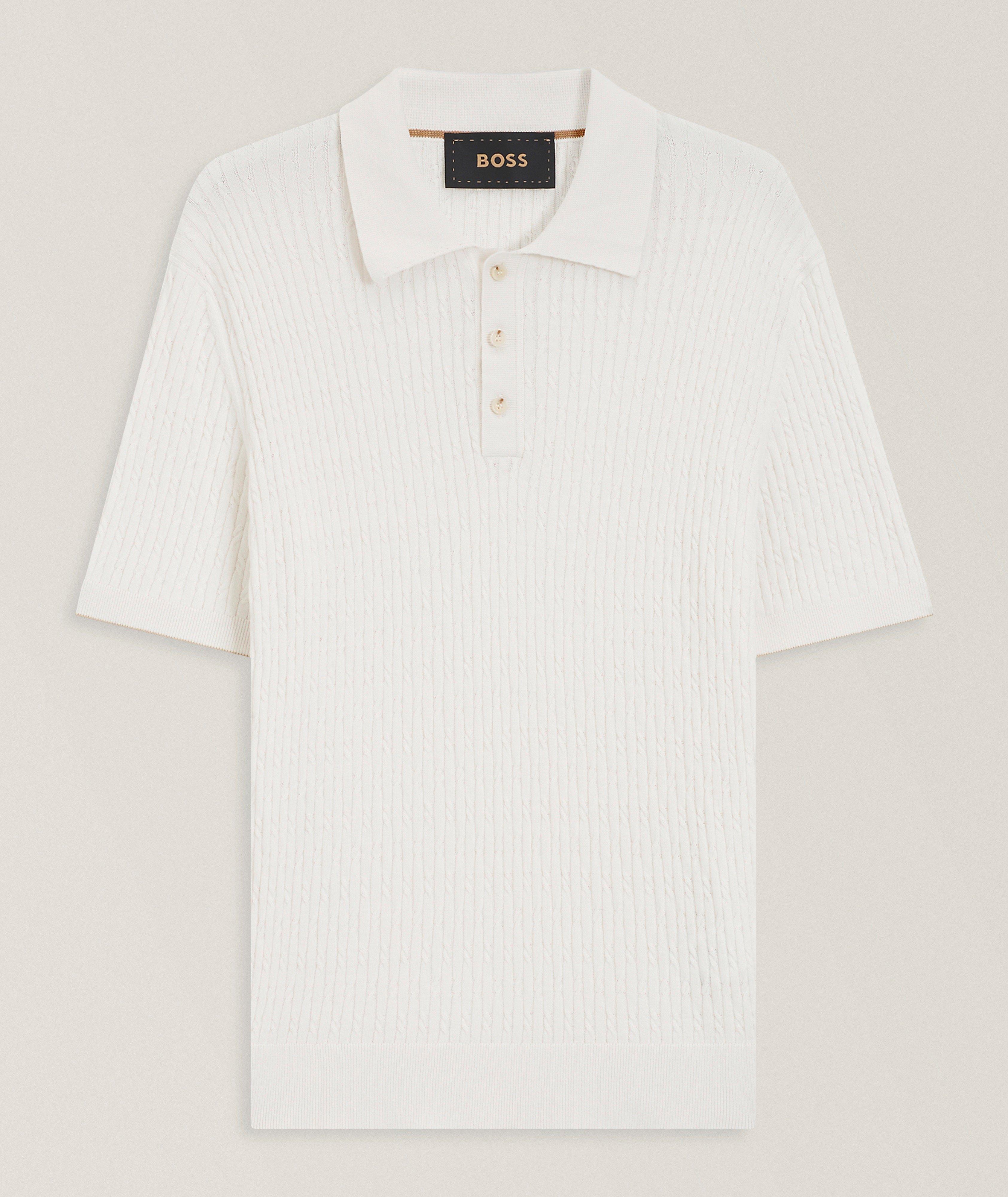 Luciano Cotton-Cashmere Cable Knit Polo image 0