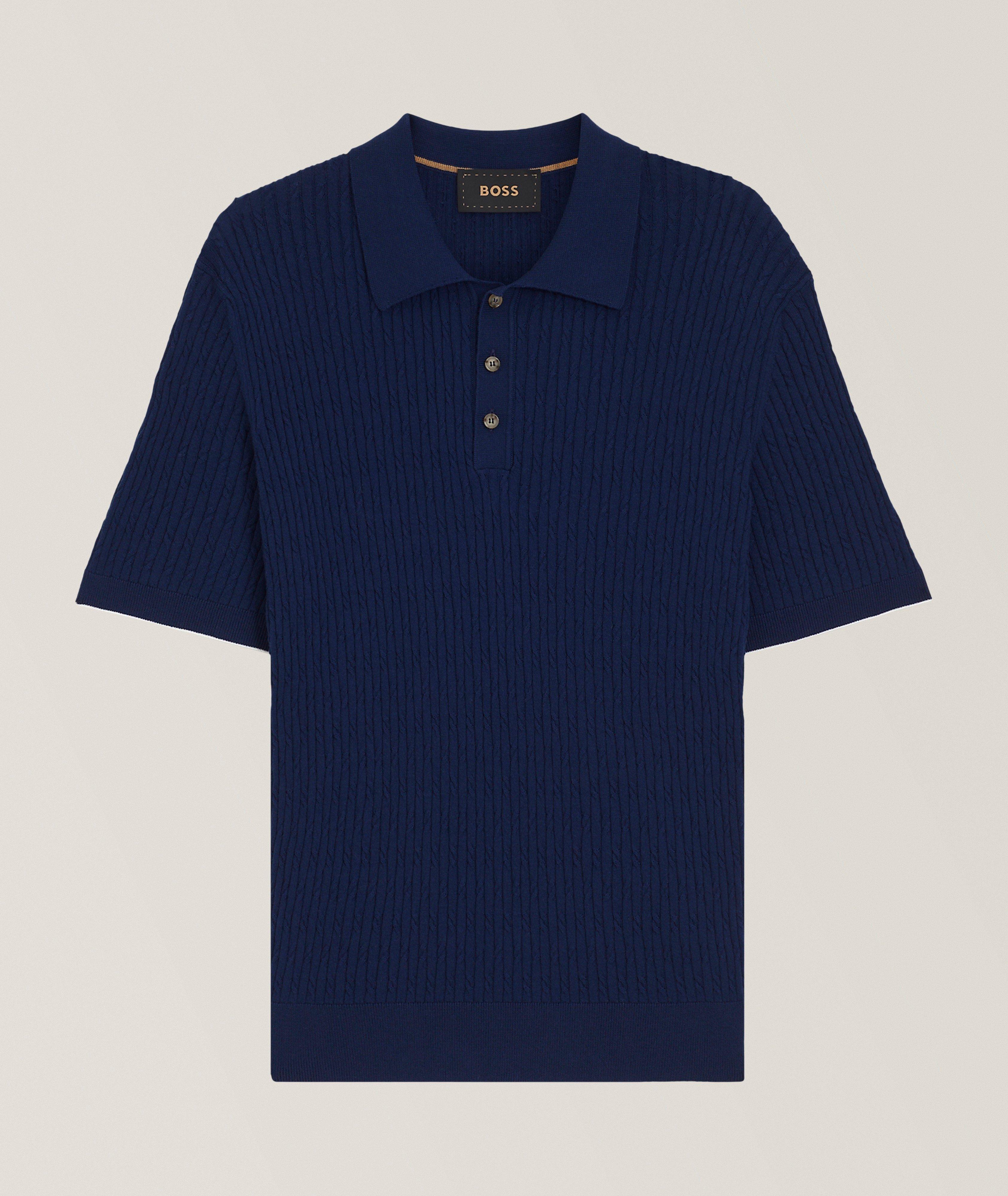 Luciano Cotton-Cashmere Cable Knit Polo image 0
