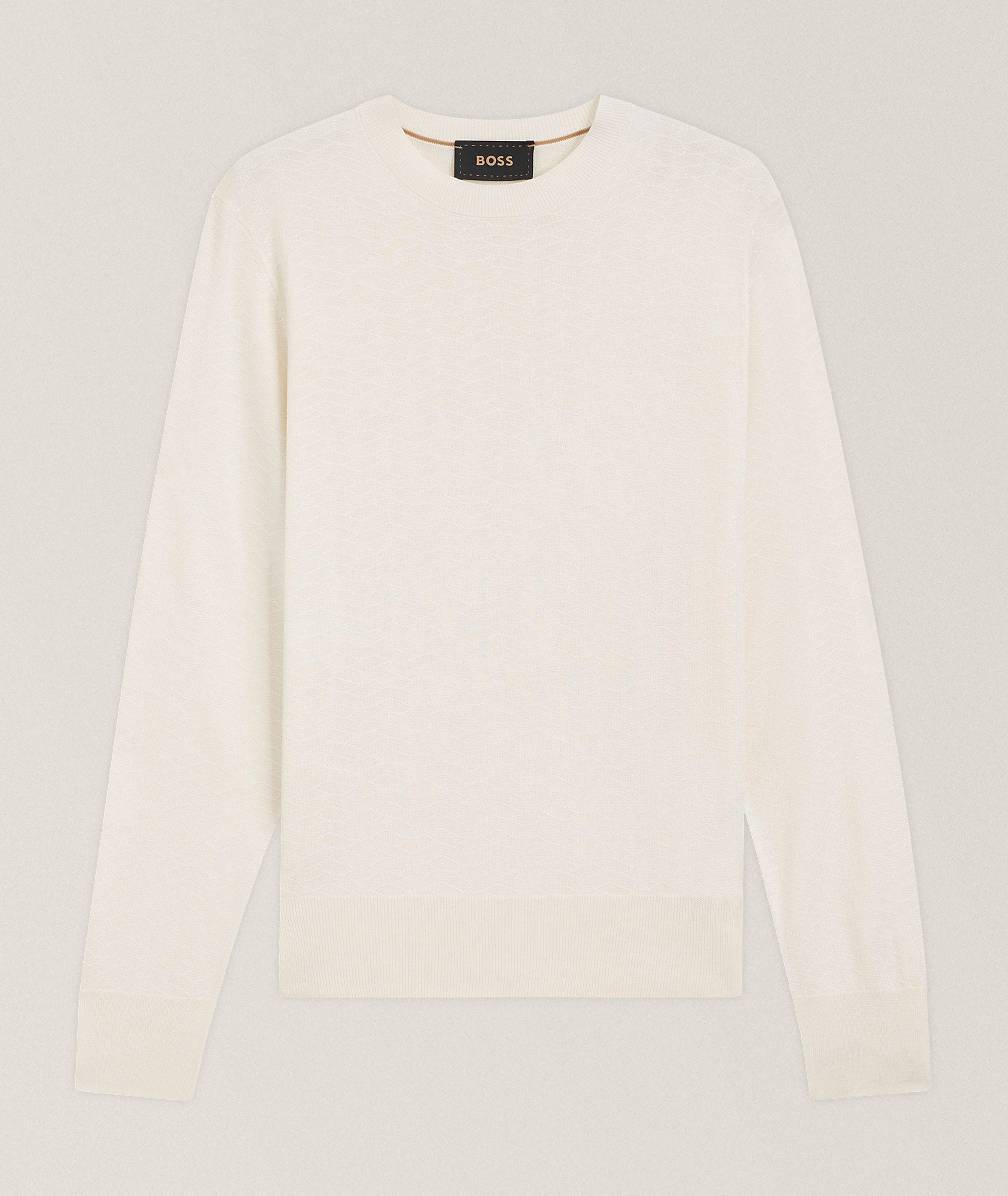 BOSS Laghetto Silk Jacquard Crewneck Sweater 