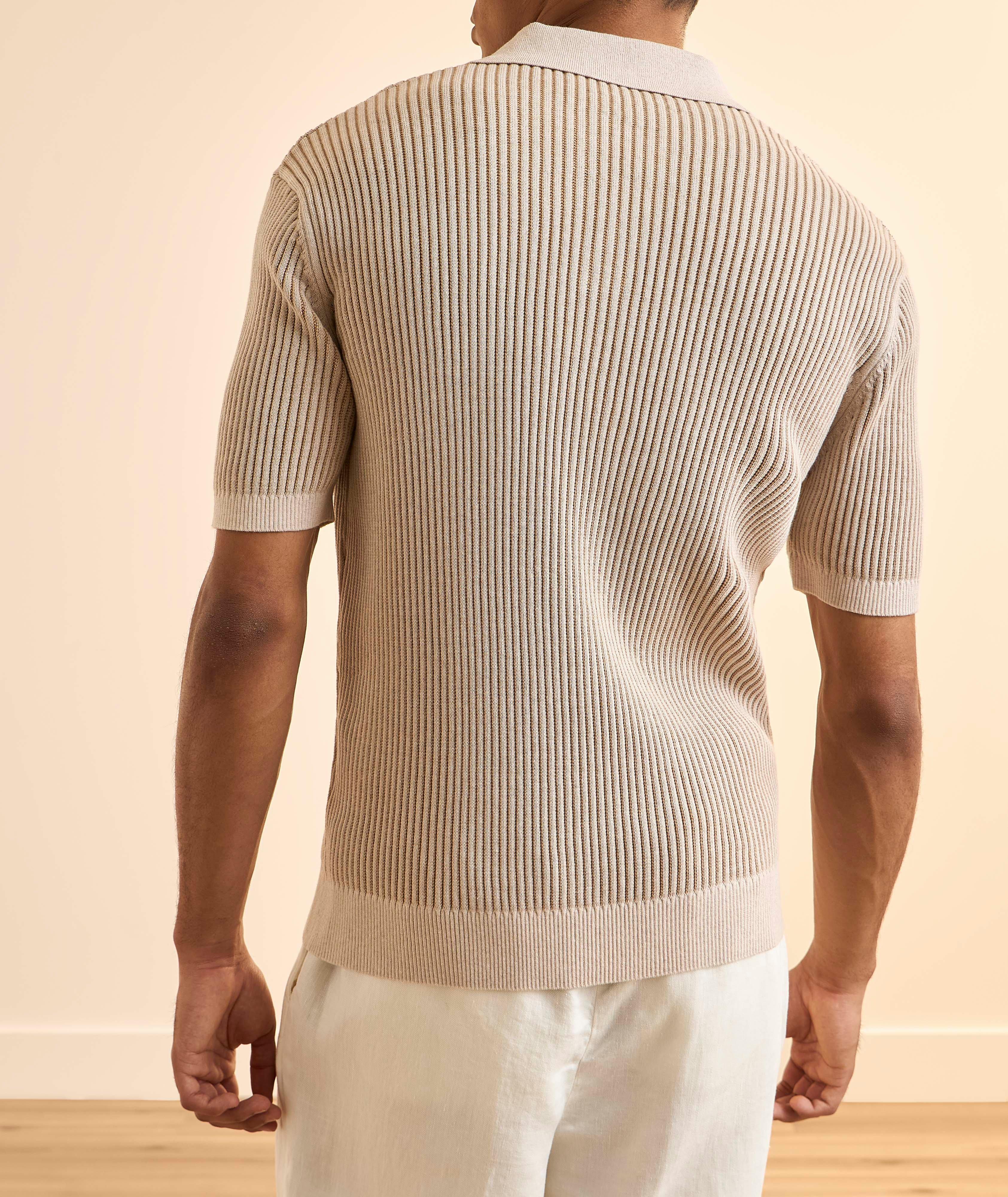 Rino Cotton-Cashmere Ribbed Knit Polo image 2