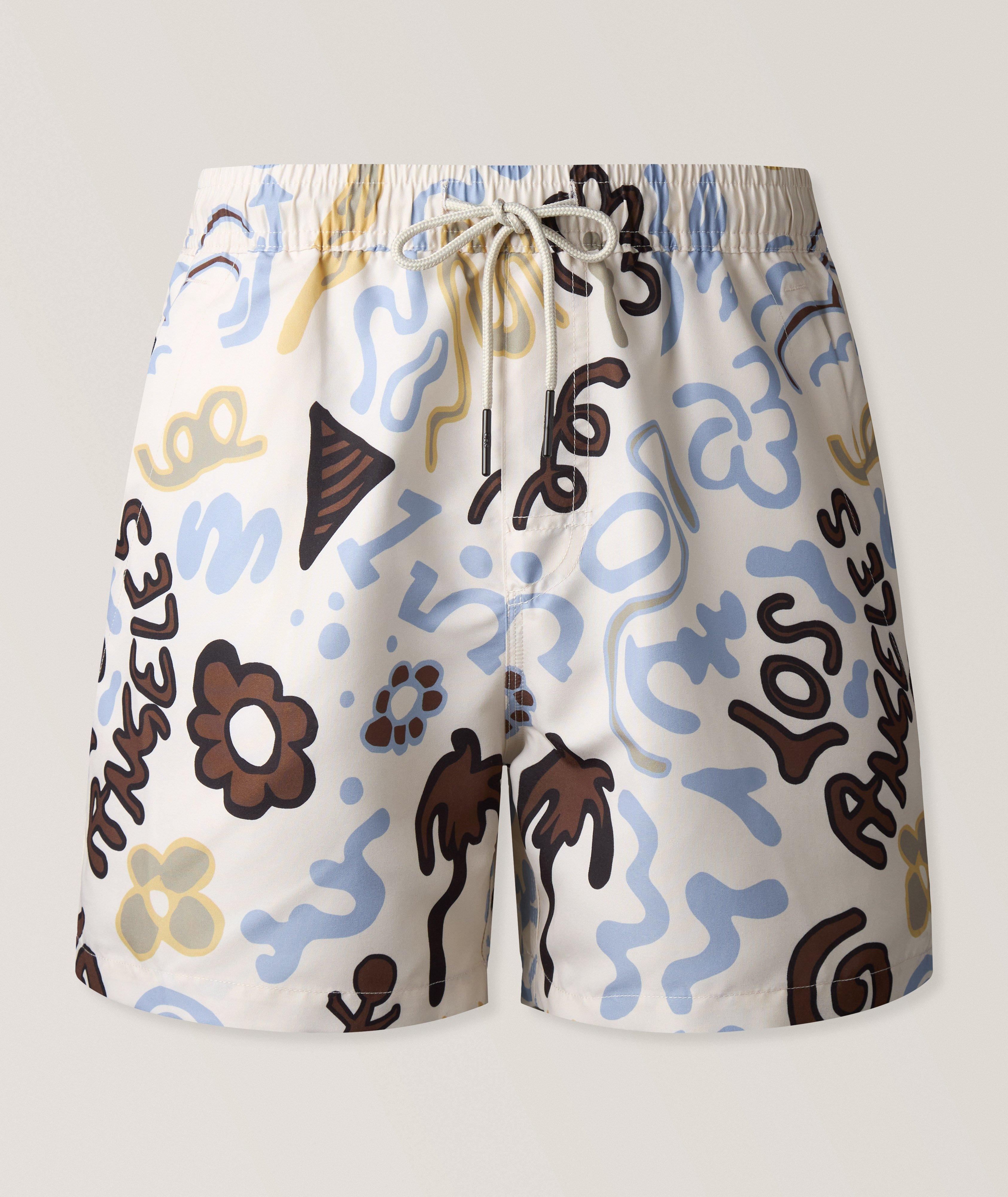 Short de bain fleuri rétro graffiti image 0