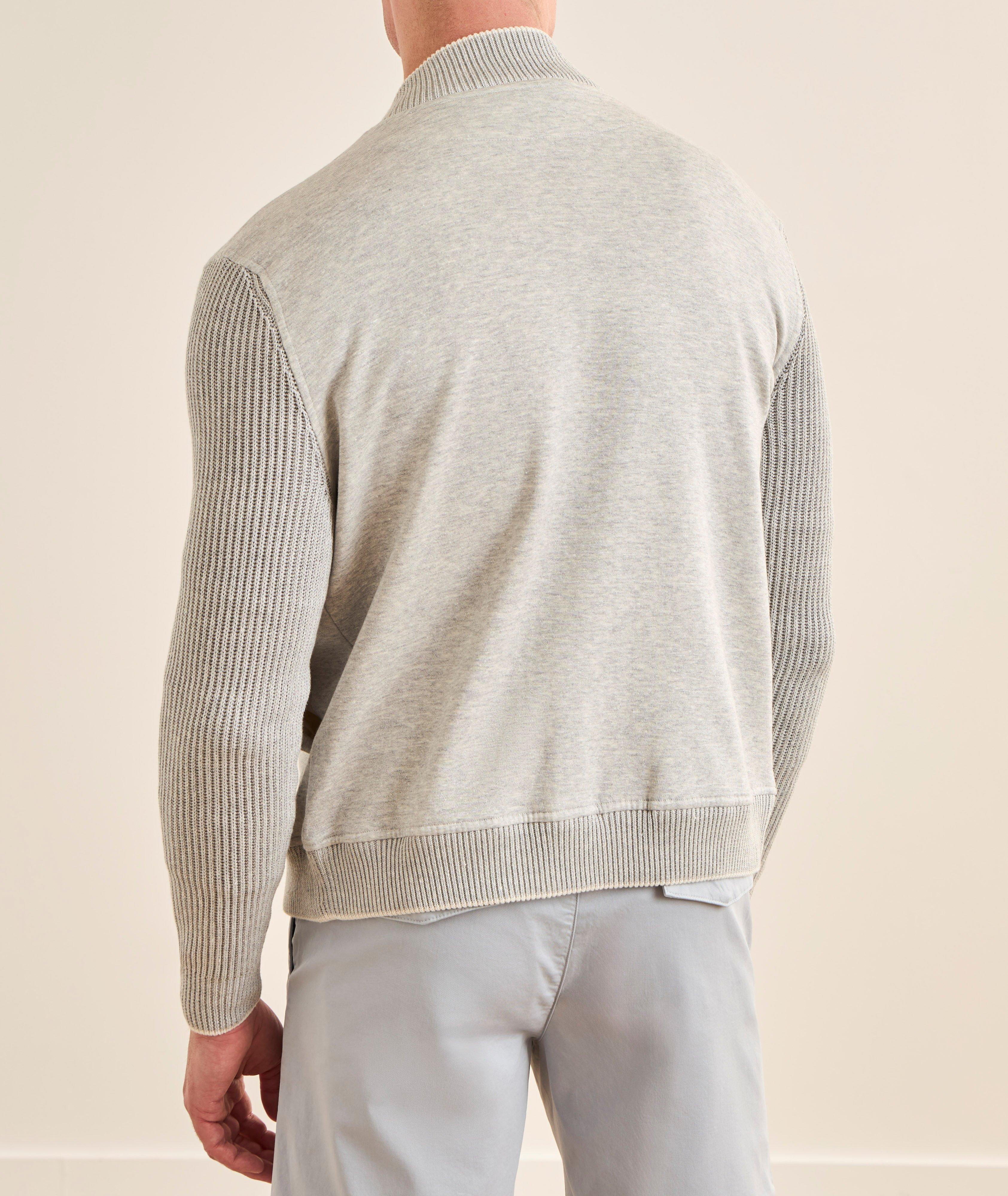 Cotton-Linen Mélange Bomber Sweater image 2