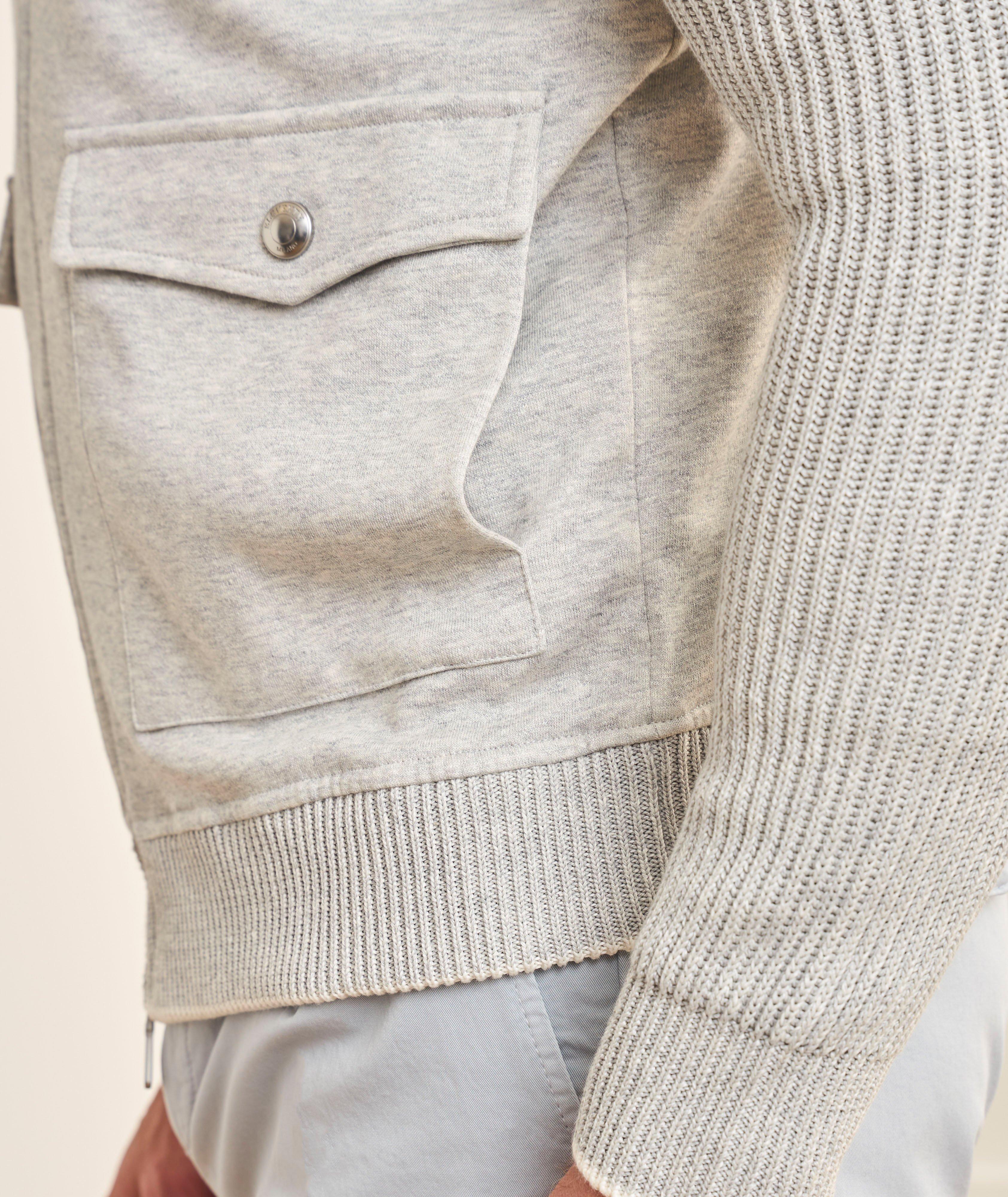 Cotton-Linen Mélange Bomber Sweater image 3