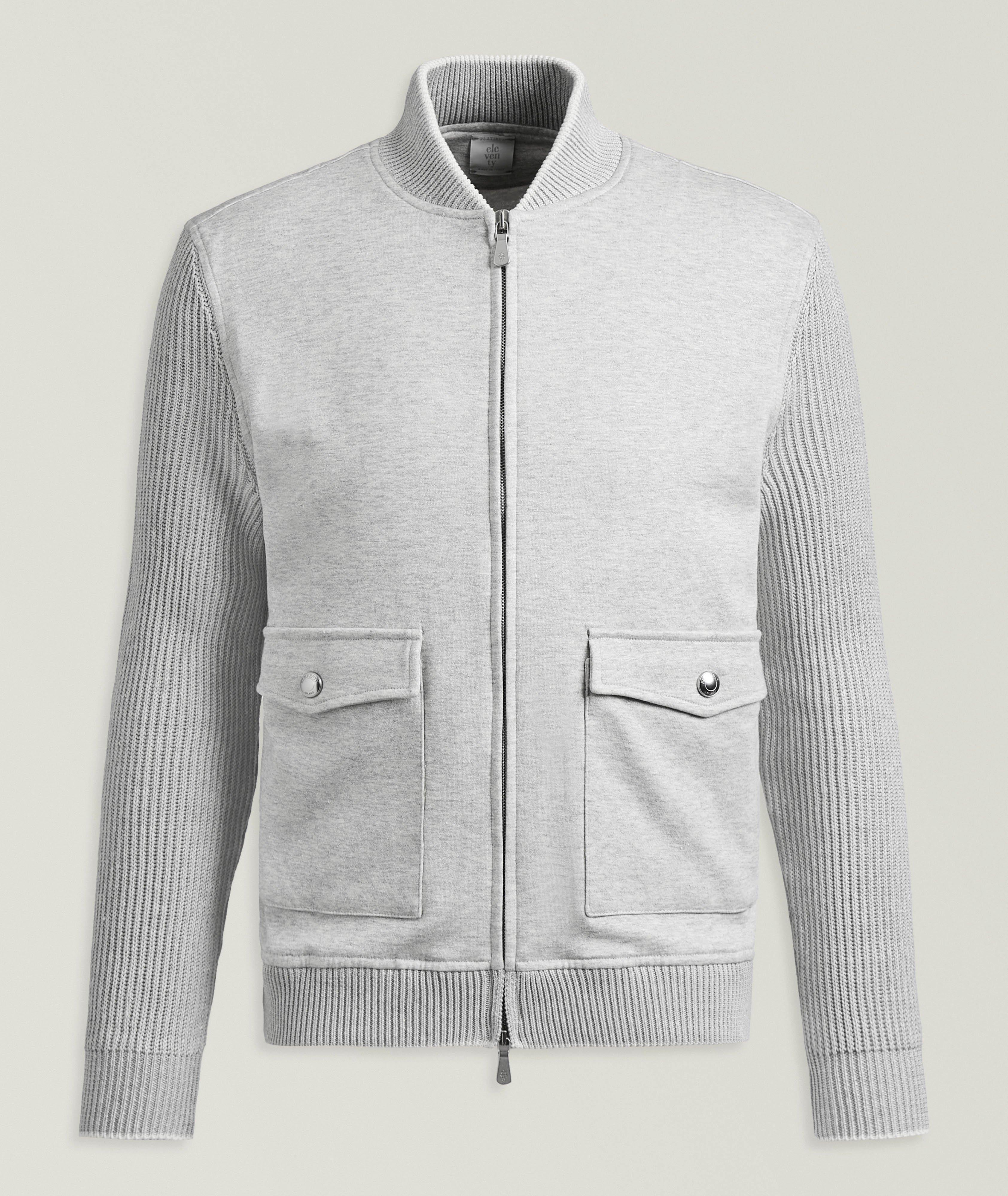 Eleventy Cotton-Linen Mélange Bomber Sweater