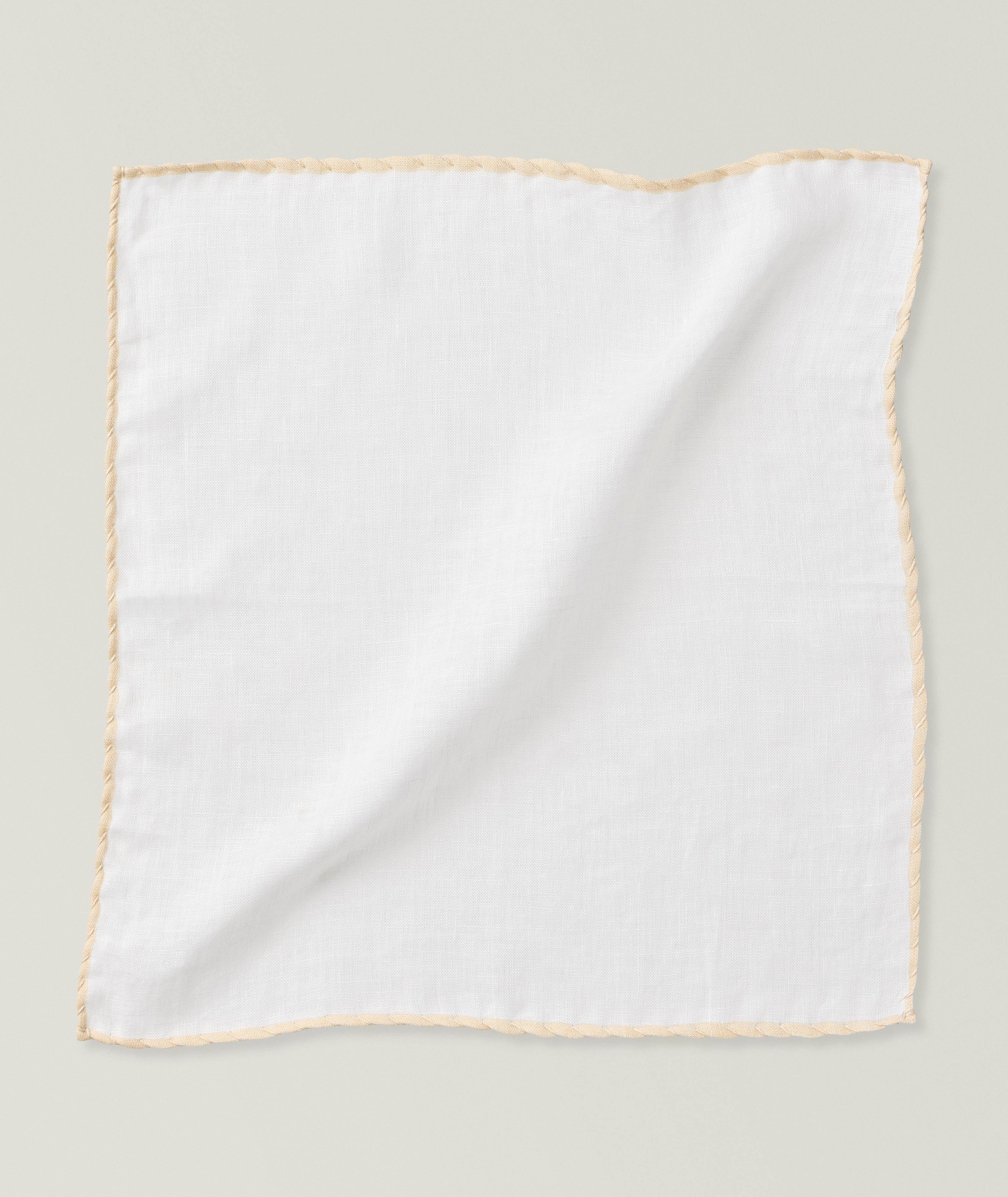 Eleventy Whip-Stitch Linen Pocket Square