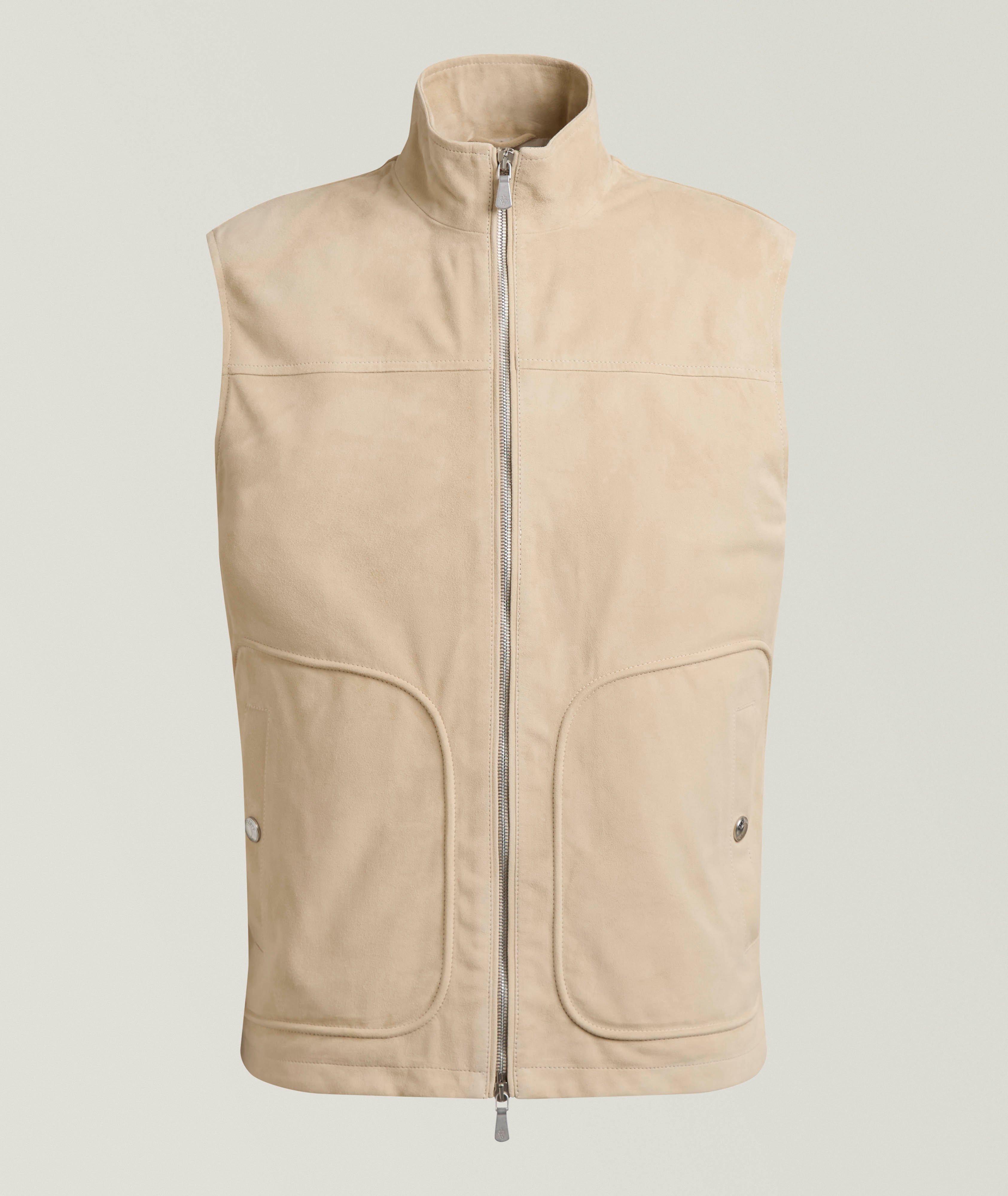 Eleventy Suede Zip-Up Vest 