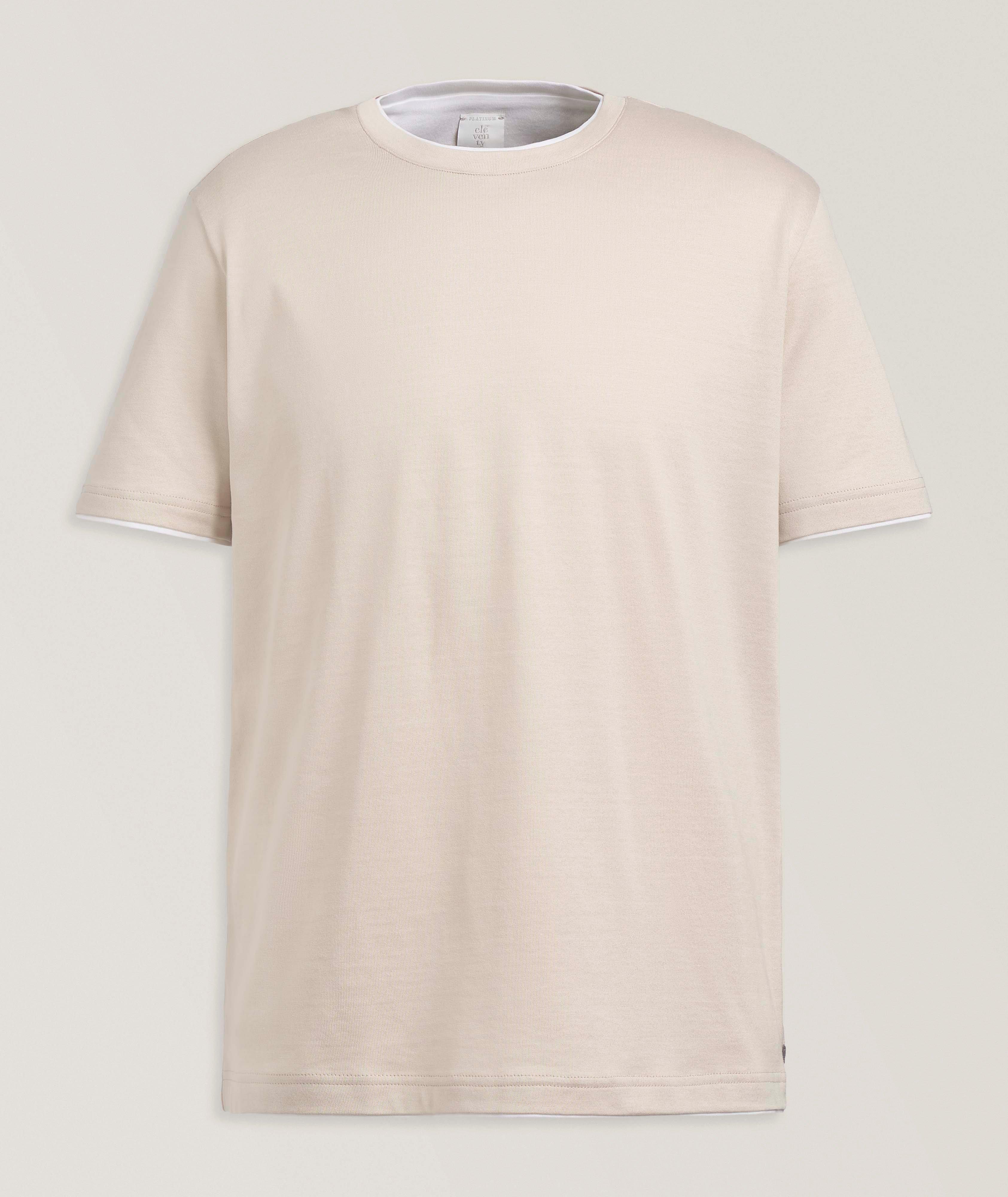 Eleventy Layered Crewneck Cotton T-Shirt 