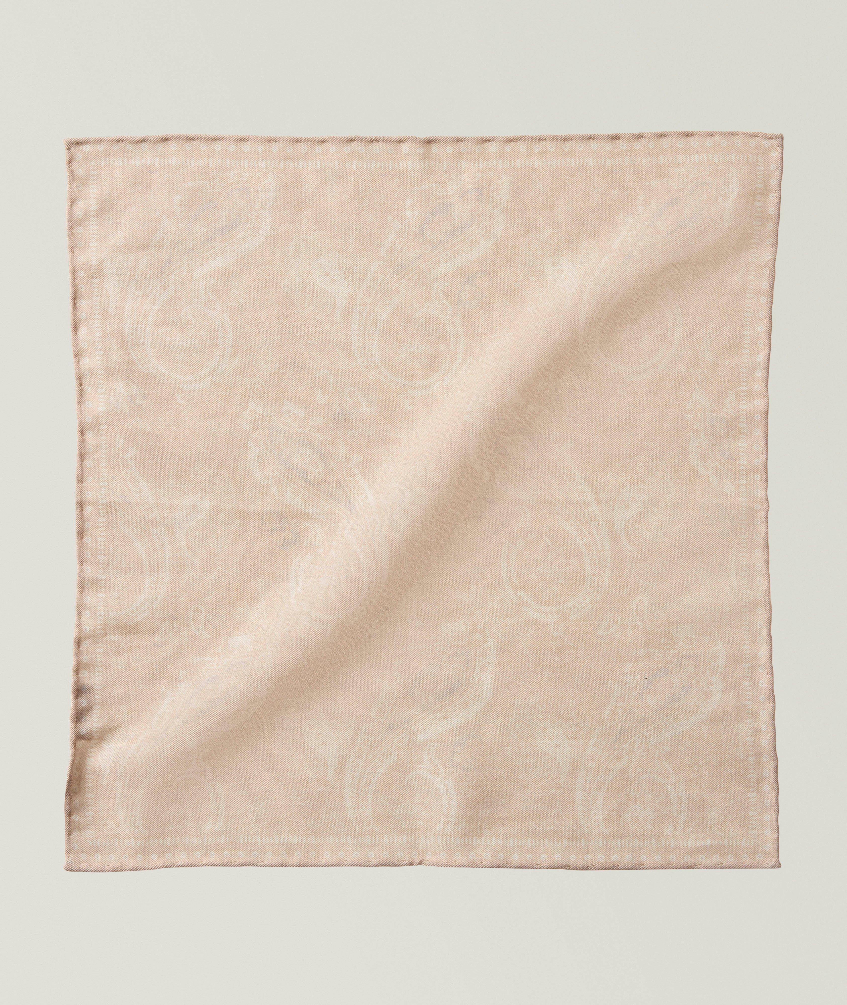 Eleventy Paisley Wool-Cotton Pocket Square