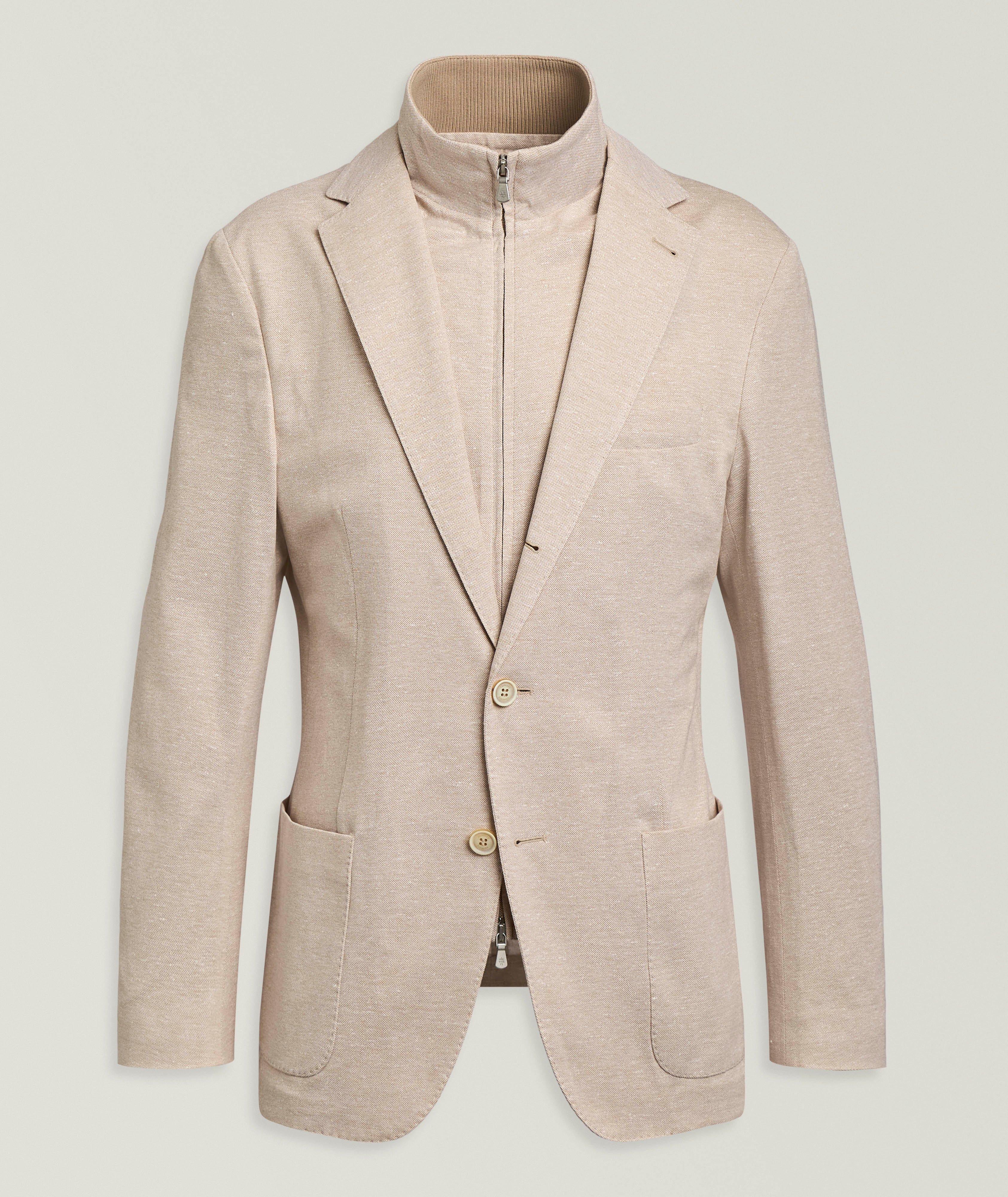 Eleventy Mélange Linen-Cotton Sport Jacket 
