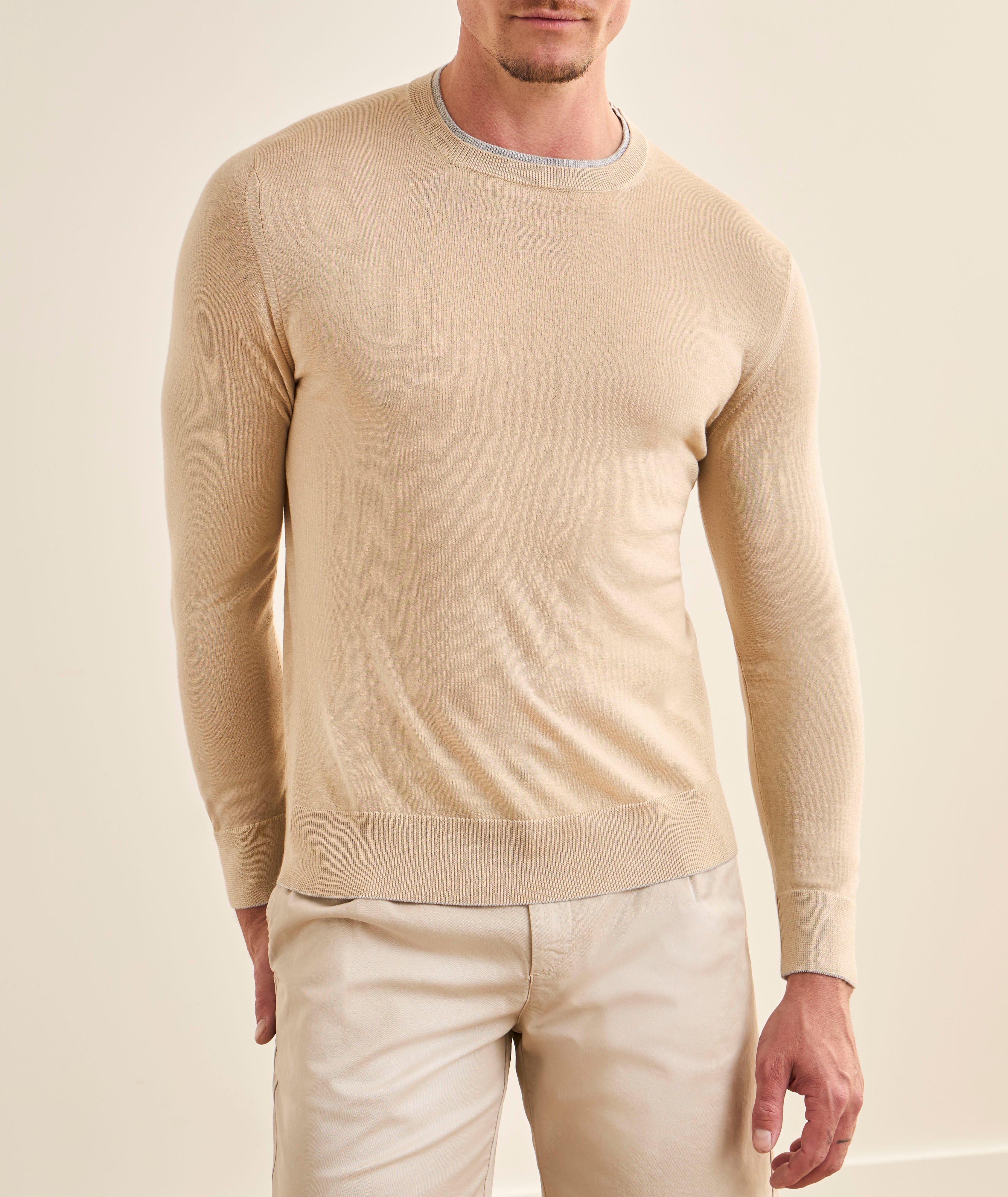 Layered Cotton Crewneck Sweater image 1