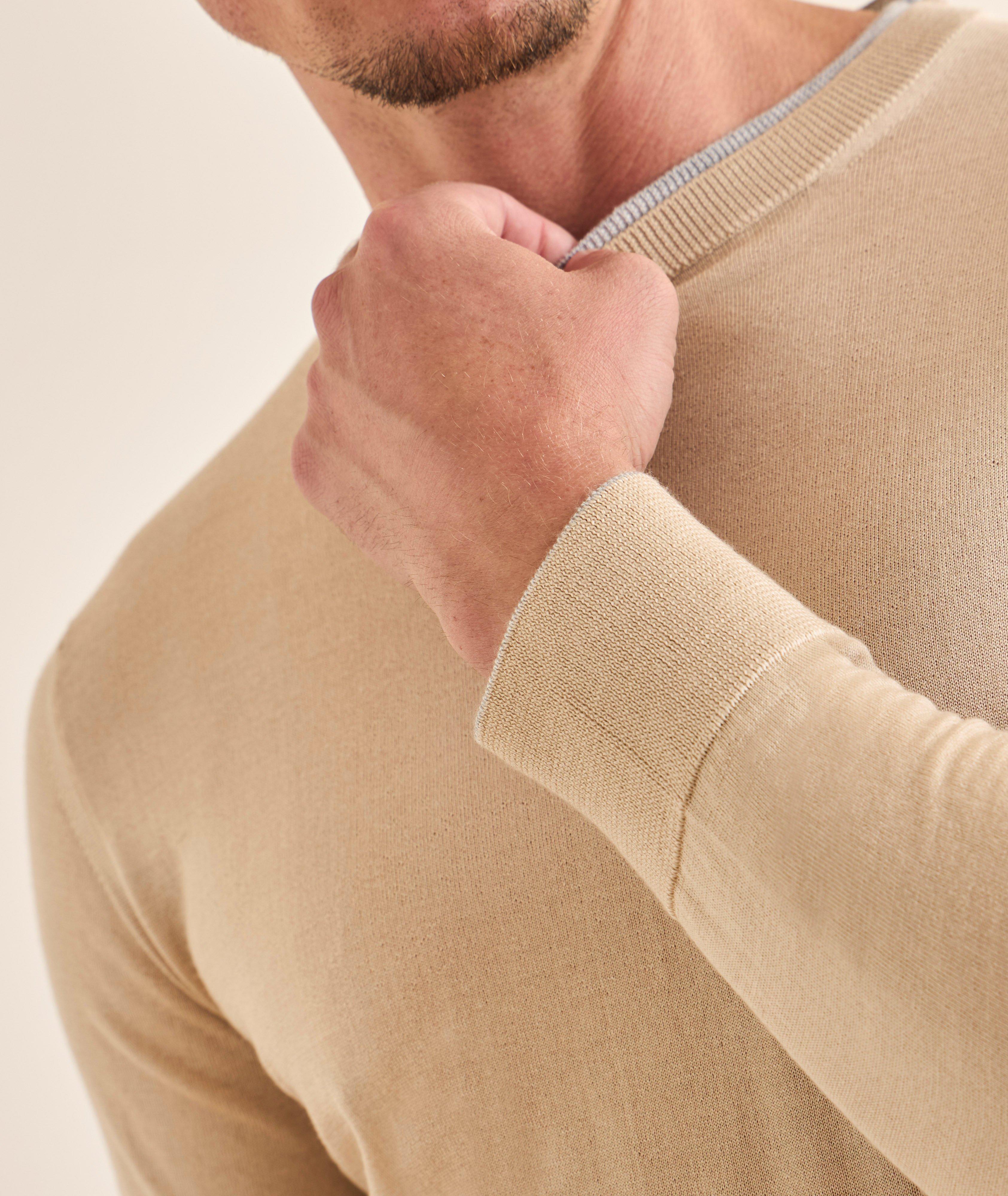 Layered Cotton Crewneck Sweater image 3