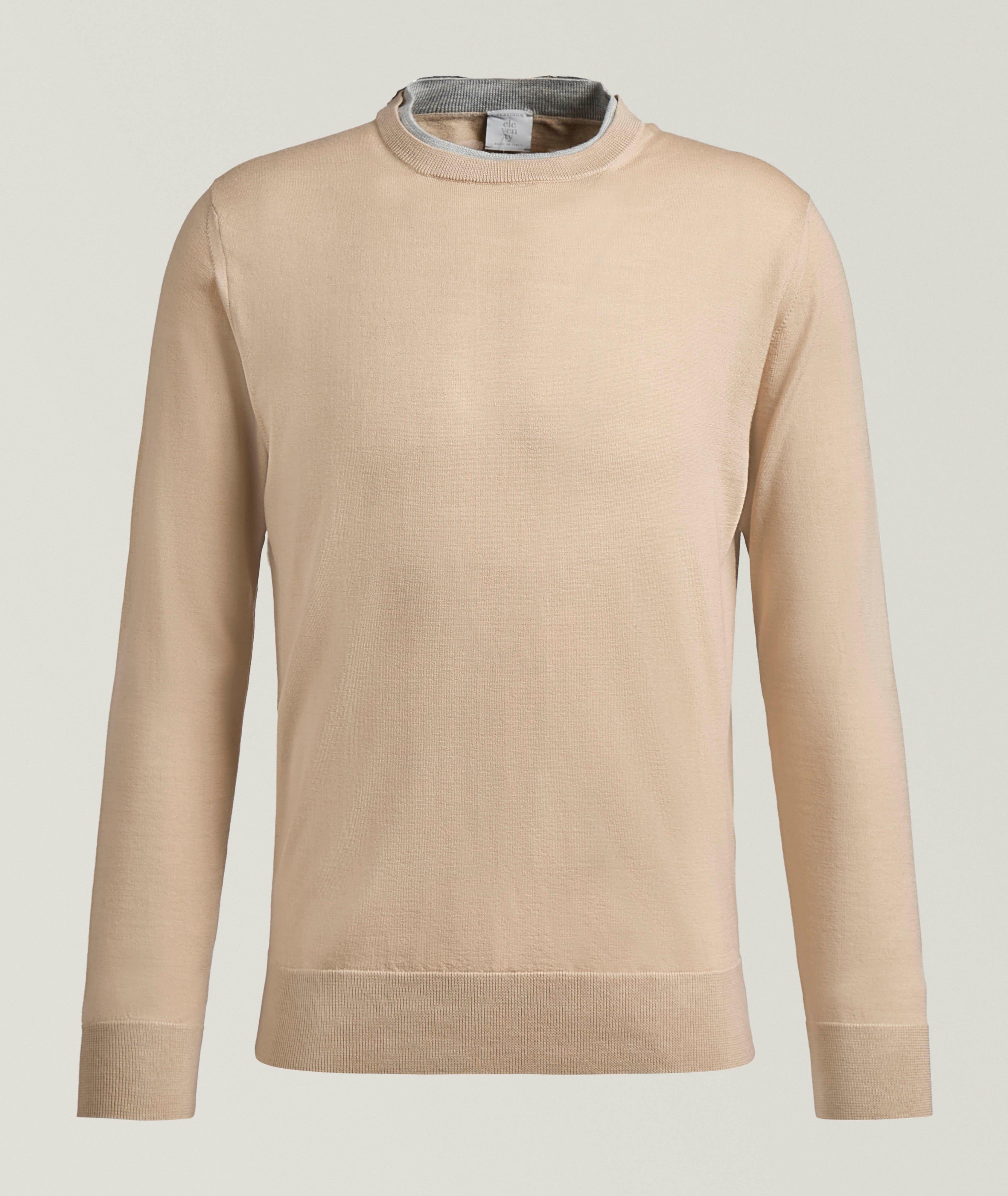 Eleventy Layered Cotton Crewneck Sweater